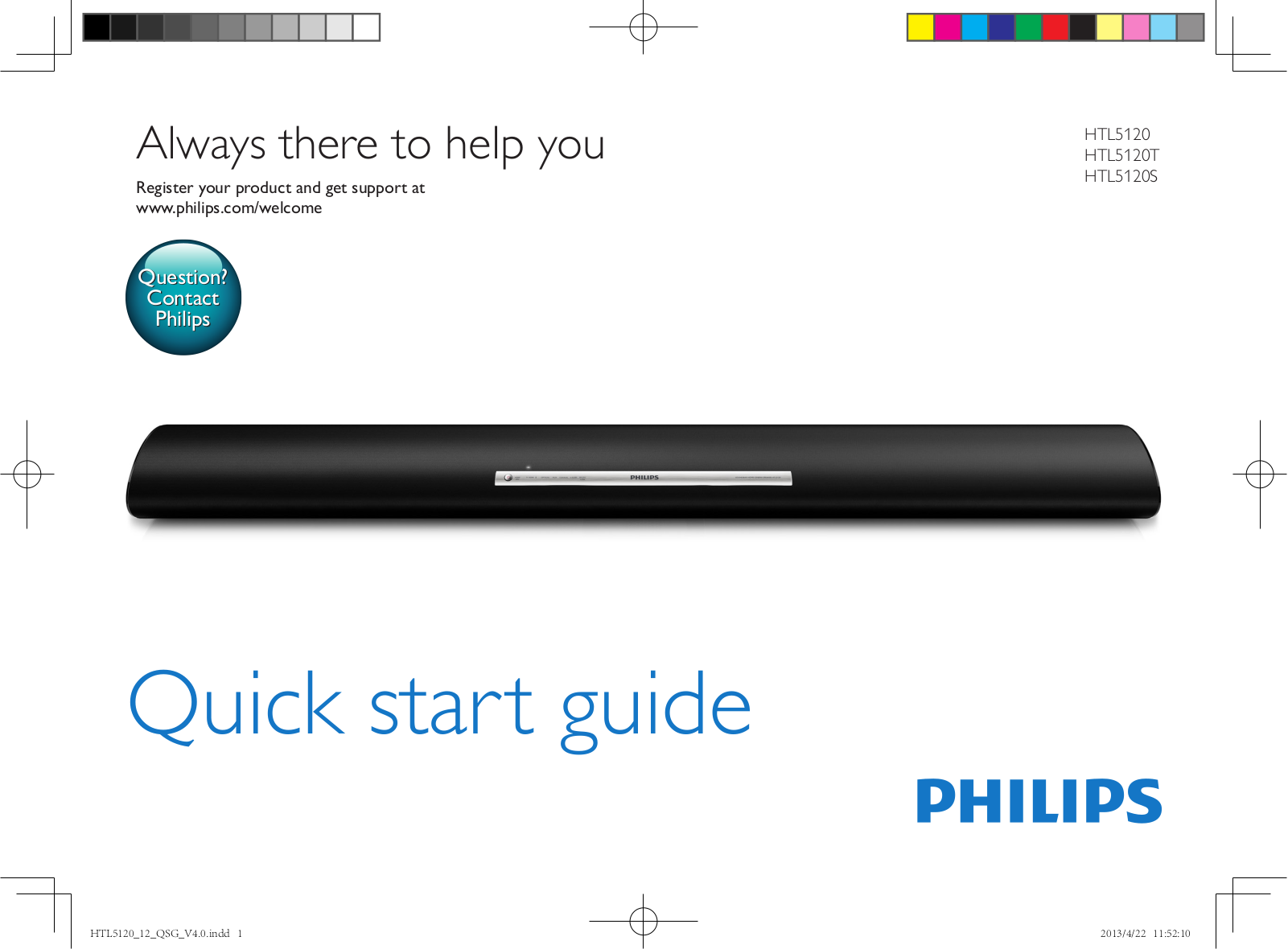 Philips HTL5120, HTL5120T, HTL5120S Quick start guide