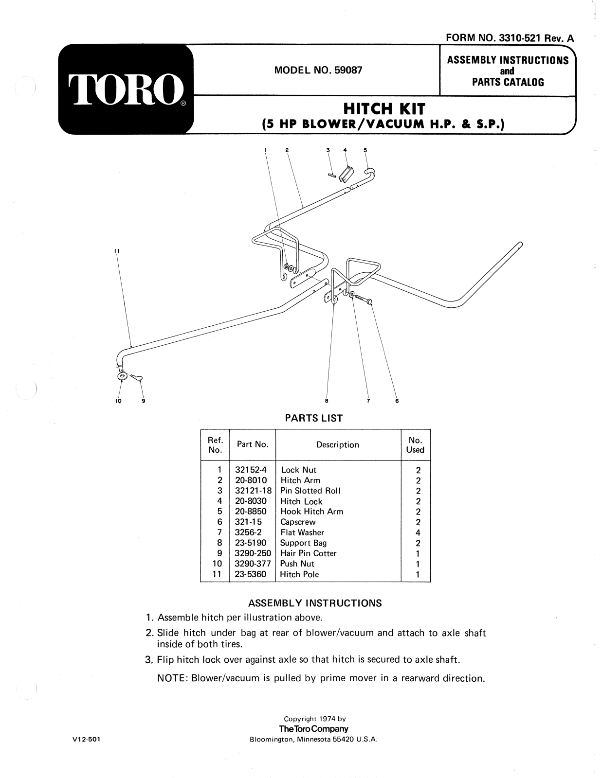 Toro 59087 Parts Catalogue