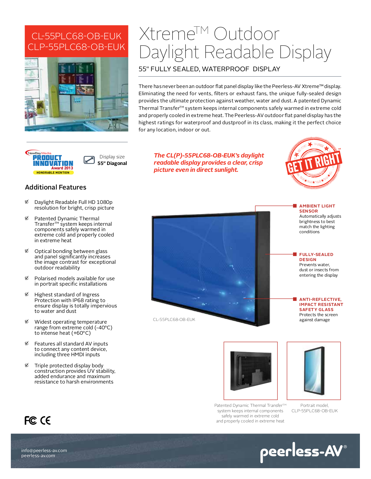 Peerless CL-55PLC68-OB-EUK Datasheet