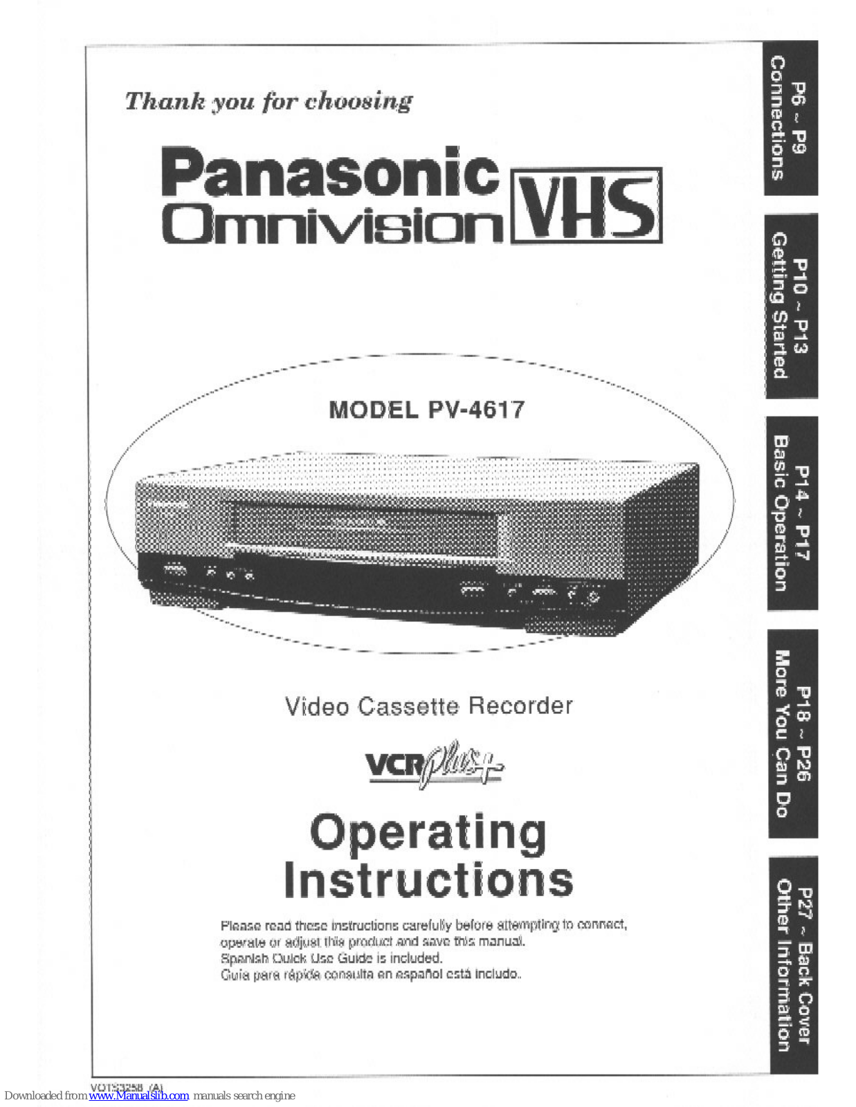 Panasonic Omnivision PV-4617 Operating Instructions Manual