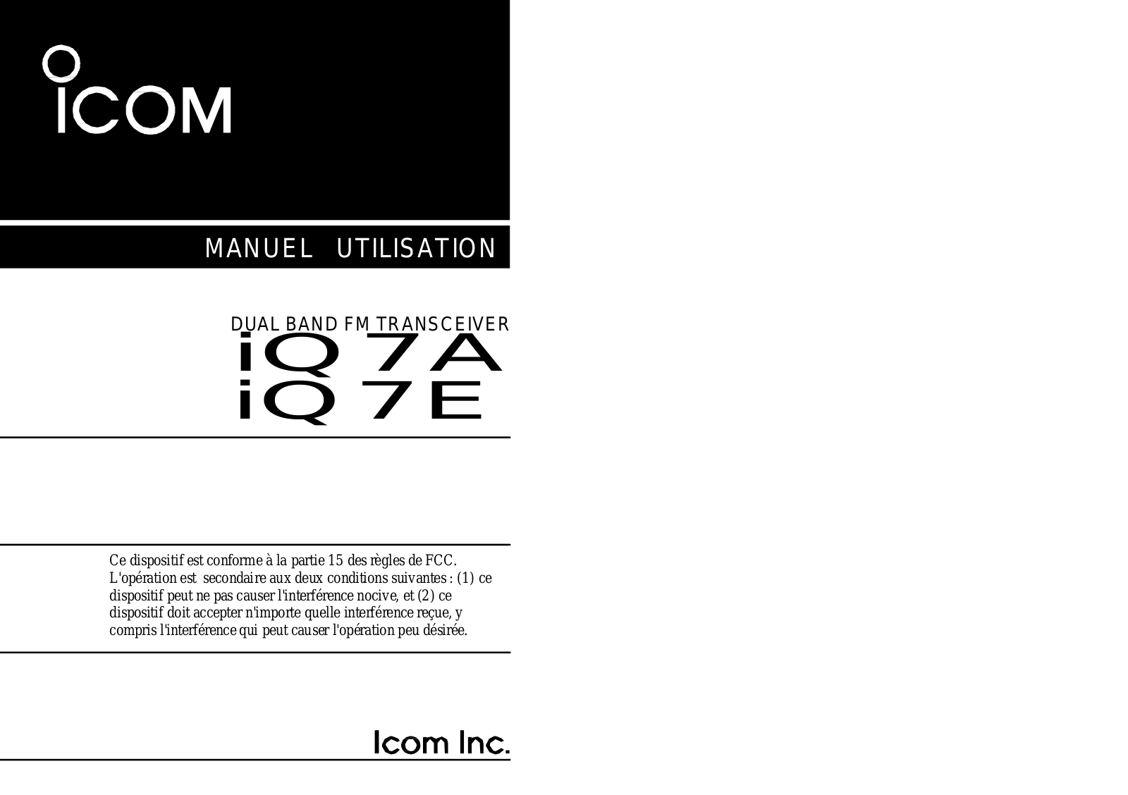 ICOM IC-Q7E User Manual