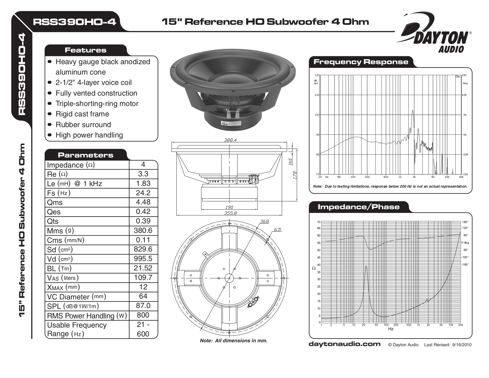 Dayton RSS390HO-4 User Manual