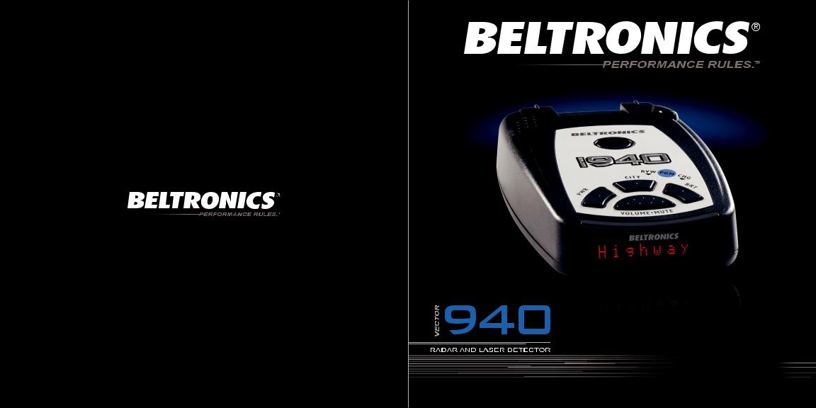 Beltronics Vector 940 Owner's Manual