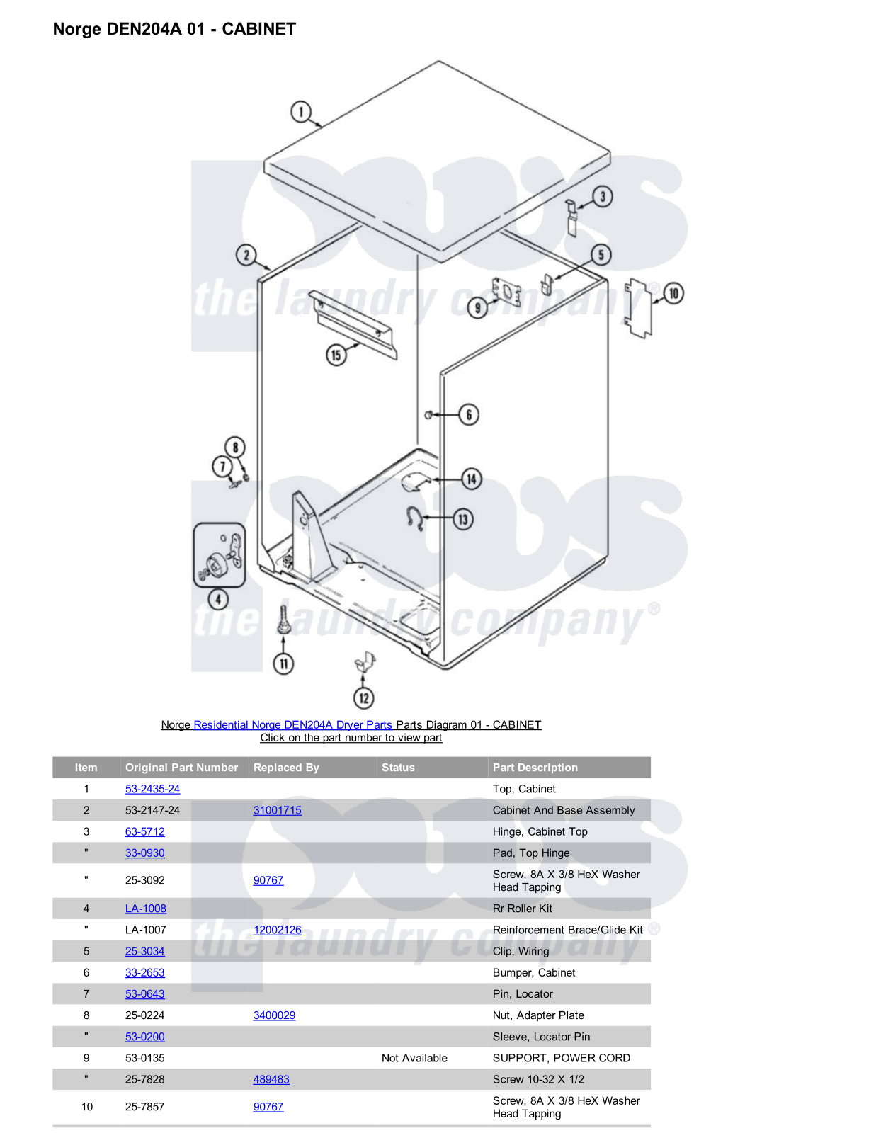 Norge DEN204A Parts Diagram