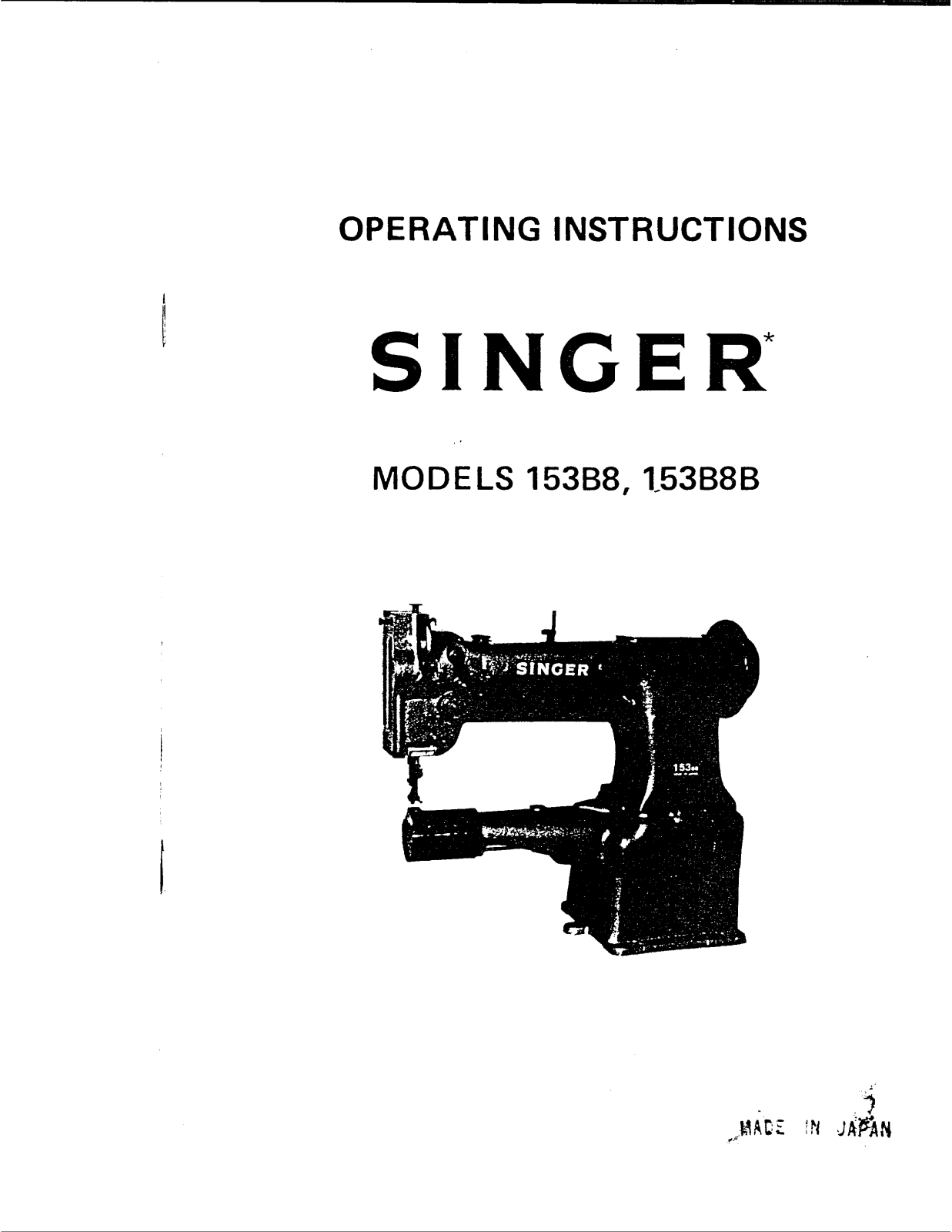 Singer 153B8, 153B8B Operating instructions