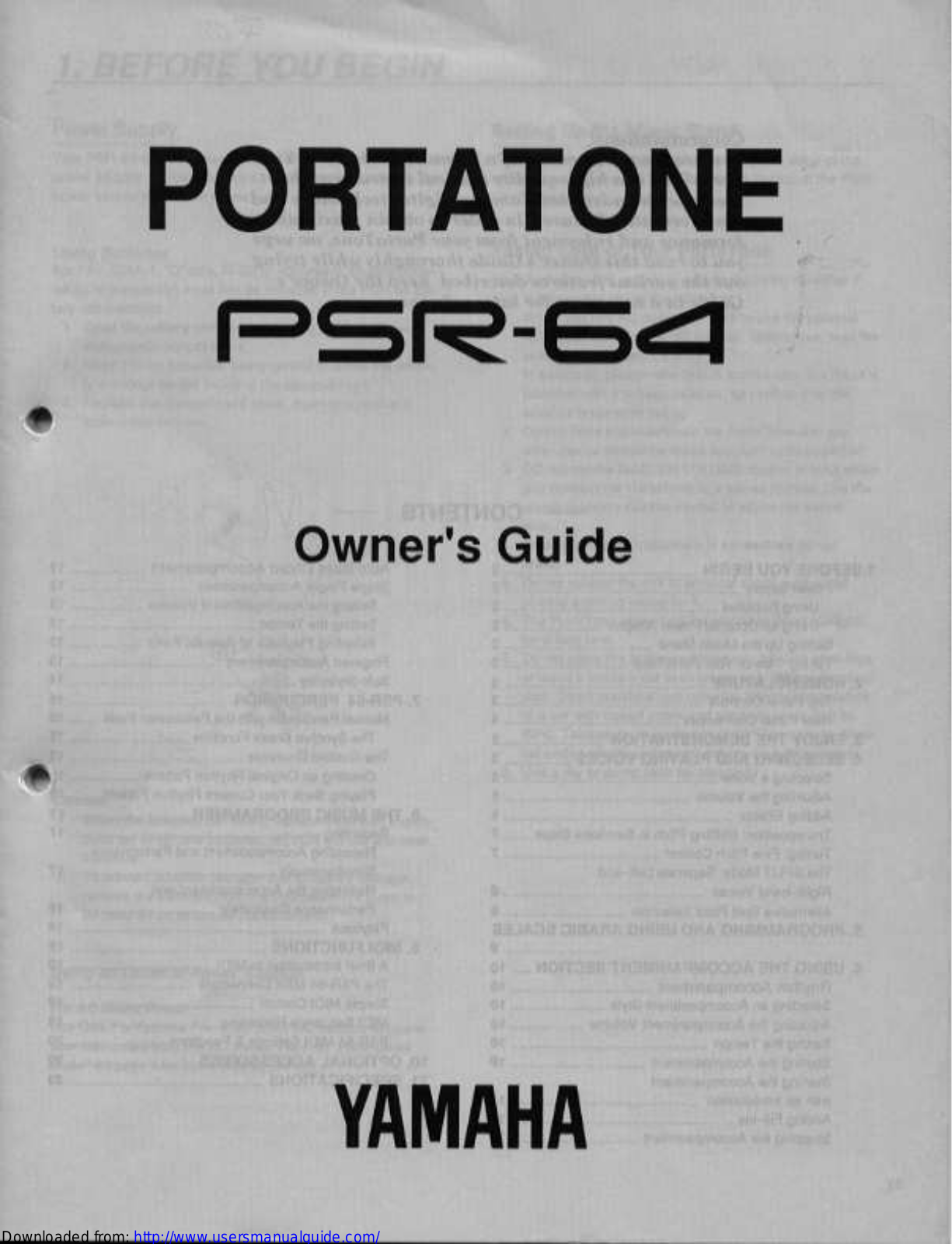 Yamaha Audio PSR-64 User Manual