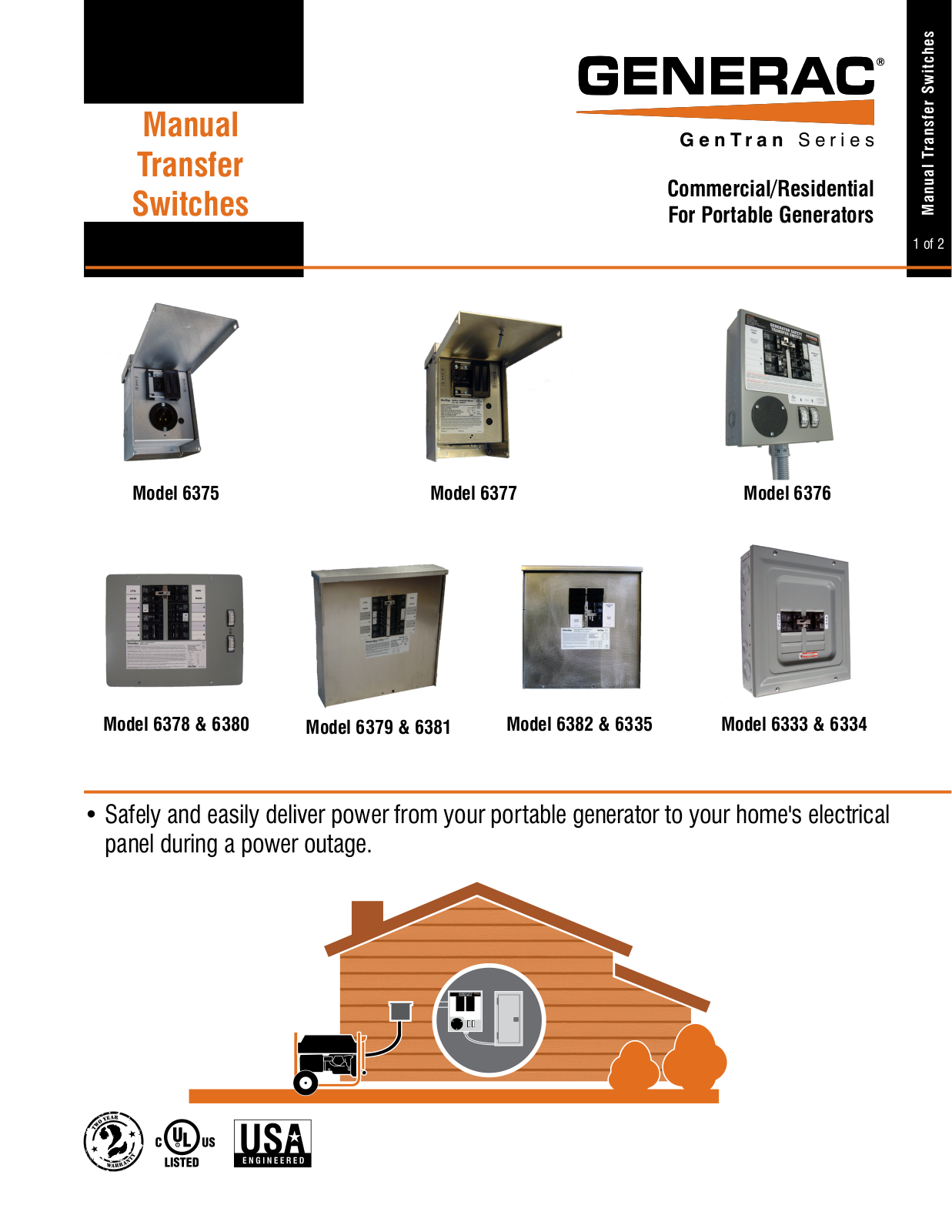 GENERAC 6380, 6377, 6376, 6378, 6379 User Manual