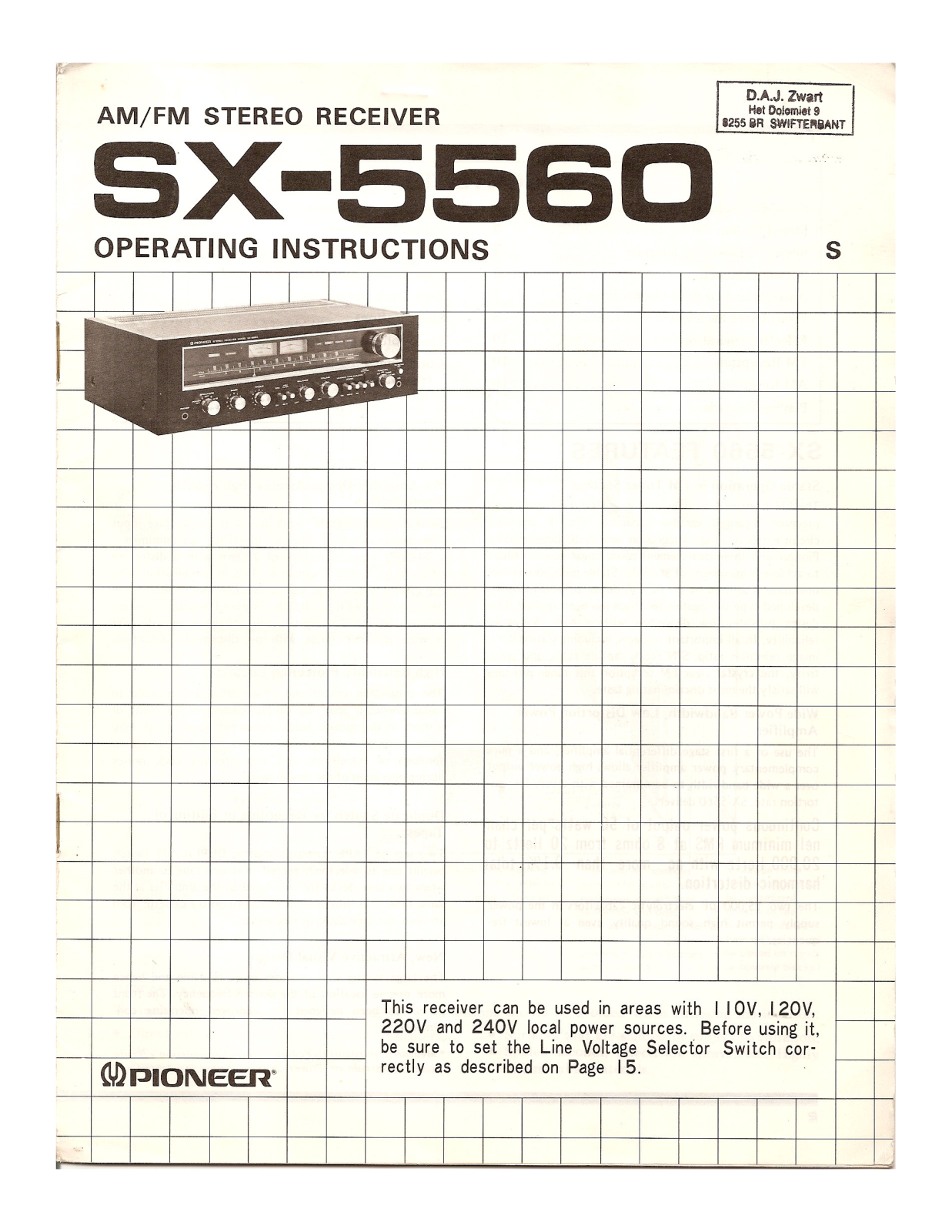 Pioneer SX-5560 Owners manual