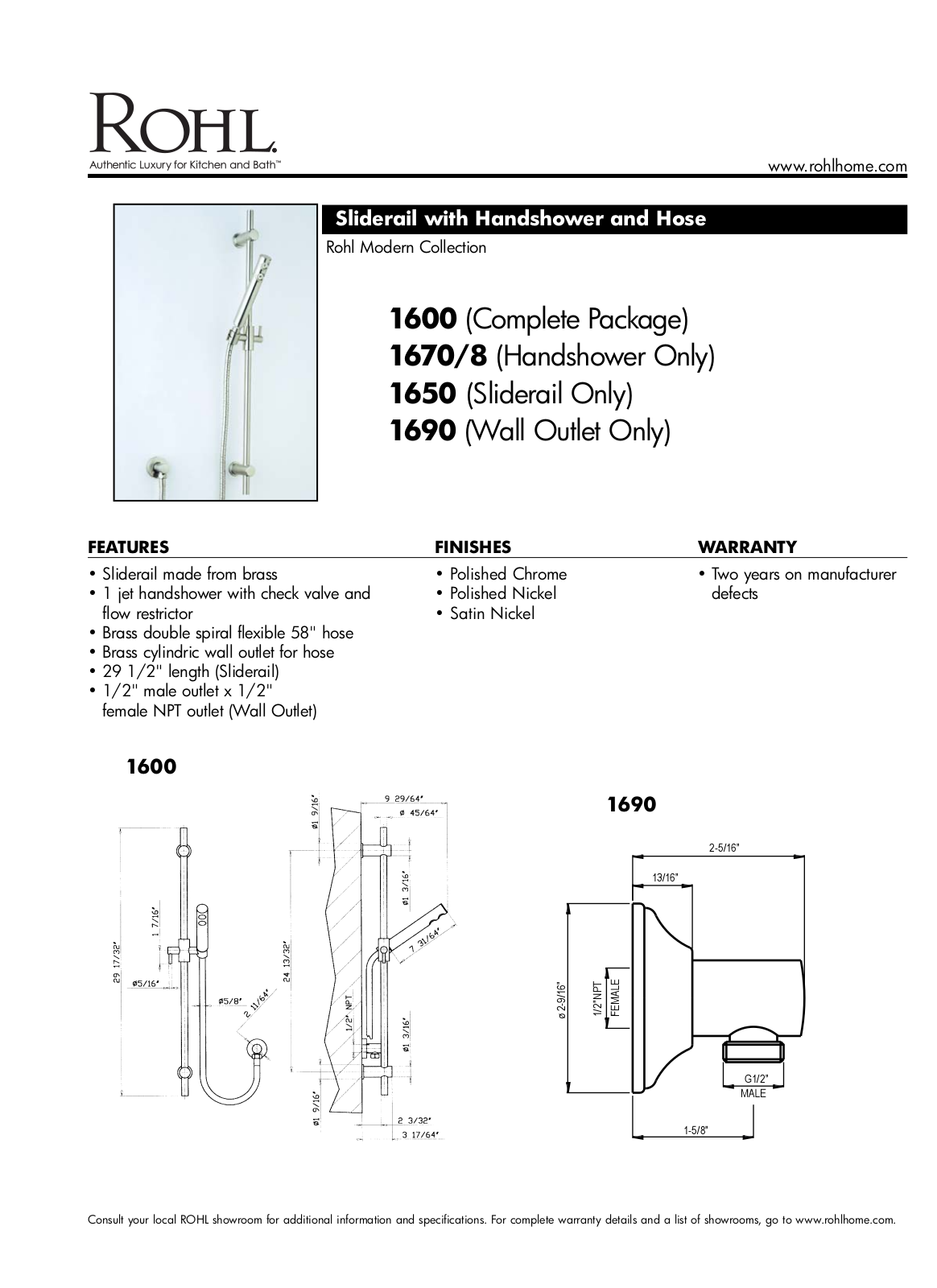 Rohl 1600STN User Manual