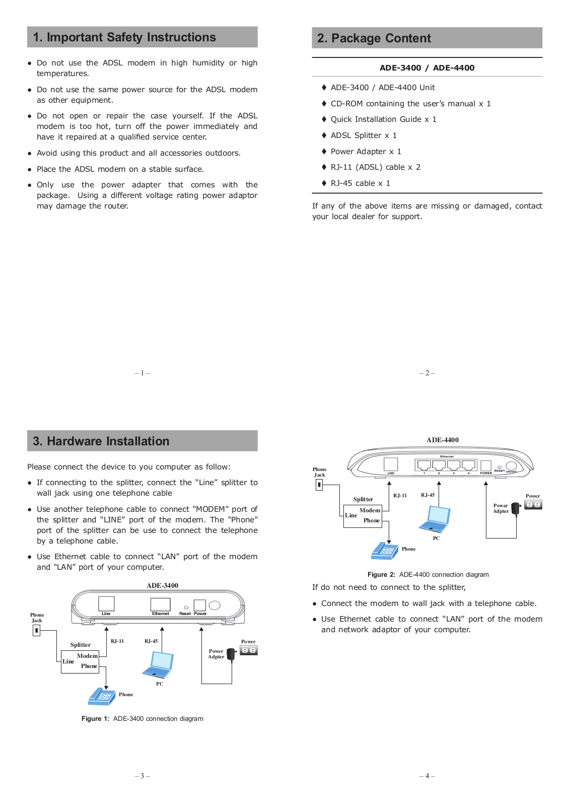 PLANET ADE-3400 User Manual