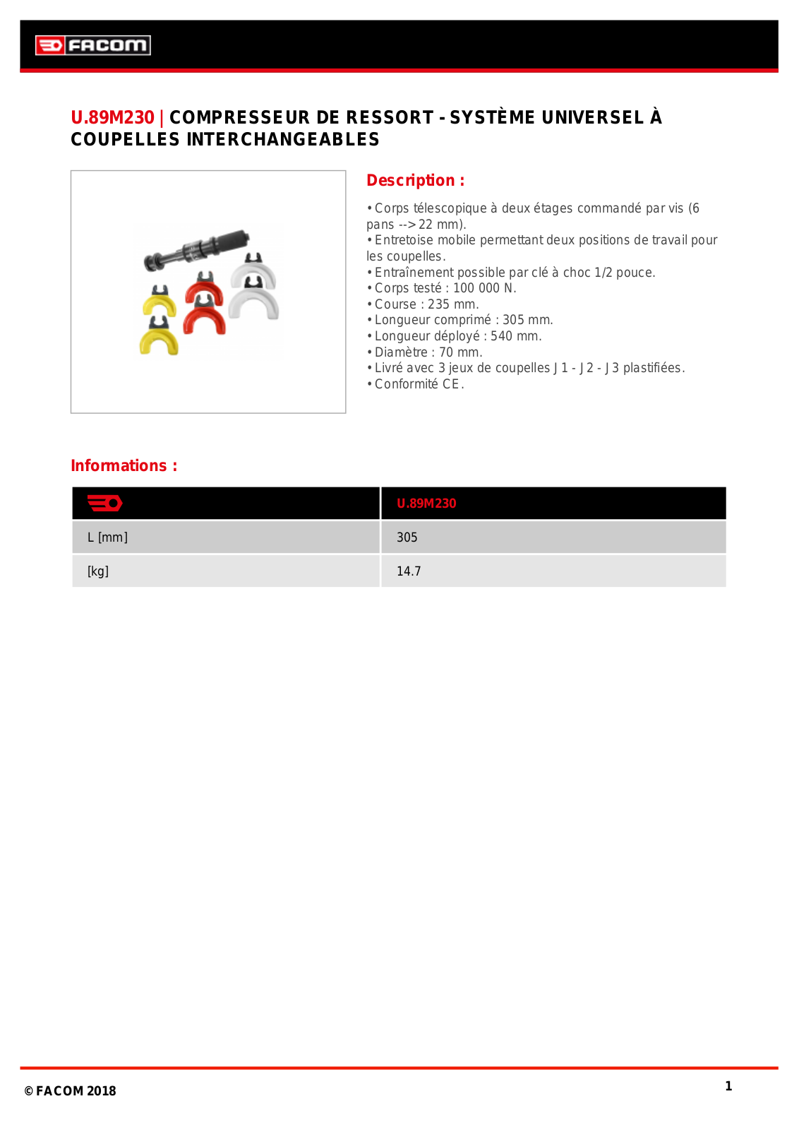 Facom U.89M230PF Specification - ManualMachine.com