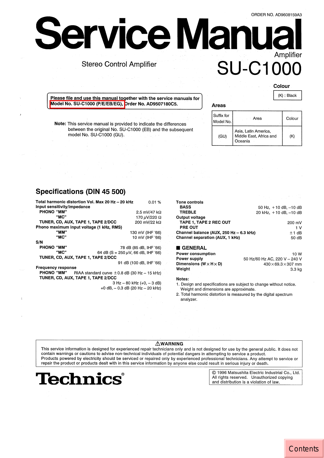 TECHNICS SU-C1000-GU Service Manual