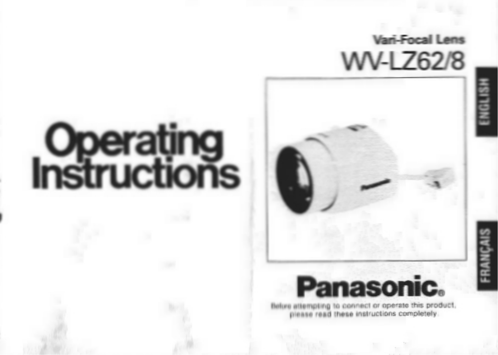 Panasonic WV-LZ62-8 User Manual