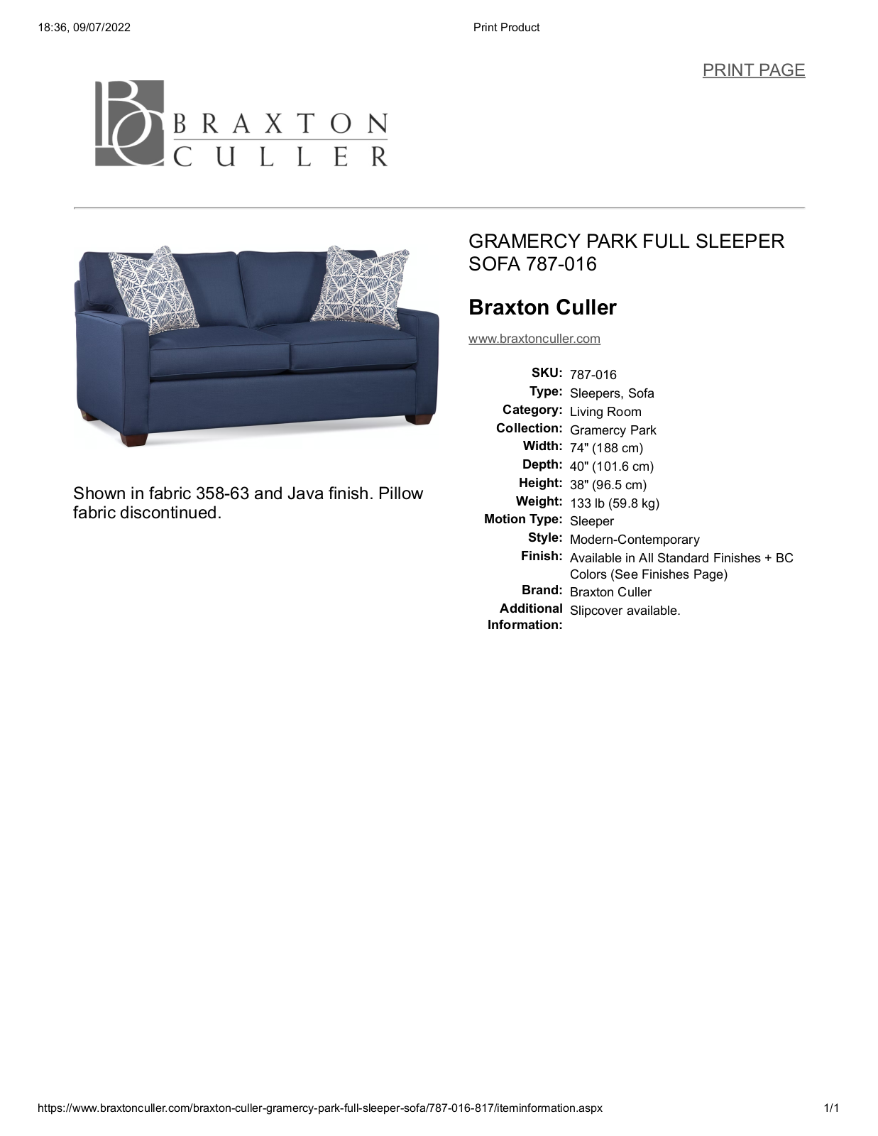 Braxton Culler BXCM4259 Specifications - ManualMachine.com
