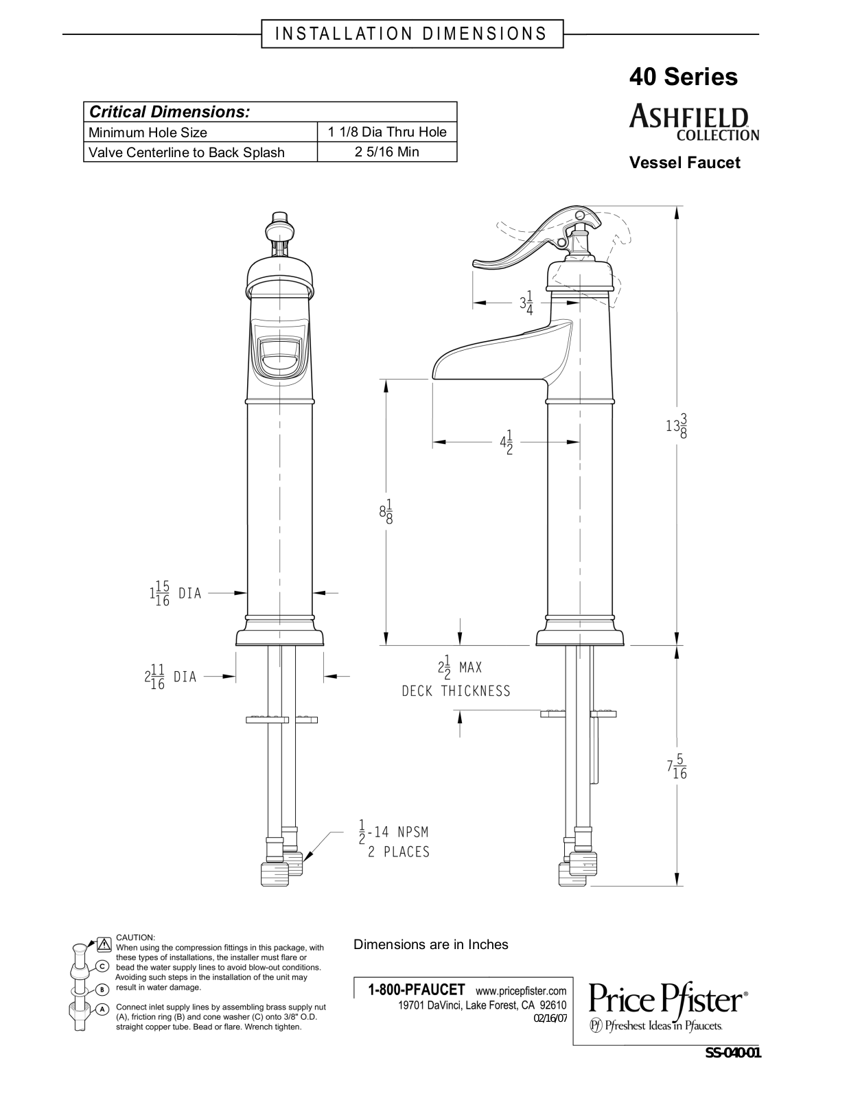 Pfister GT40-YP0K User Manual