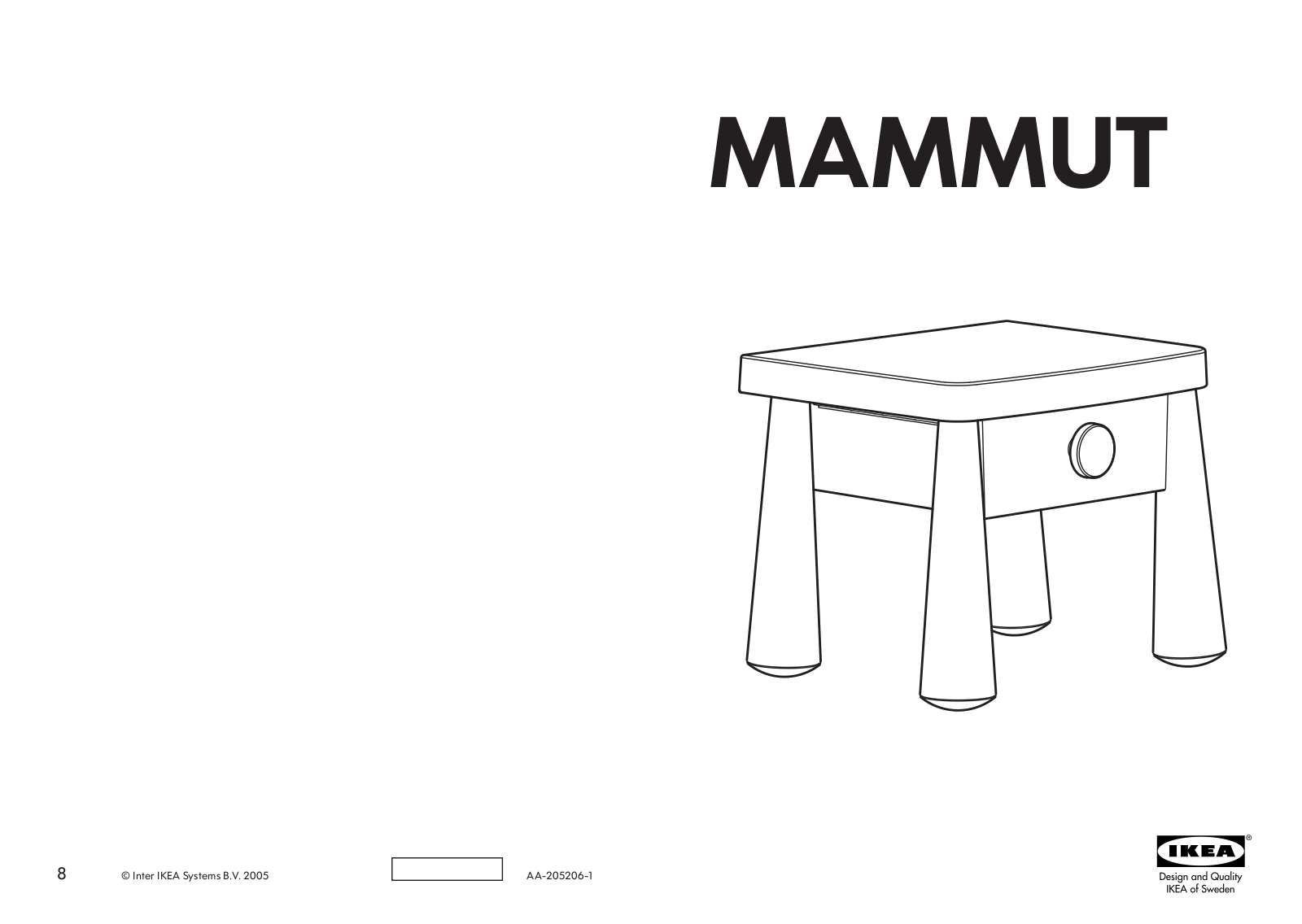 IKEA MAMMUT BEDSIDE TABLE Assembly Instruction