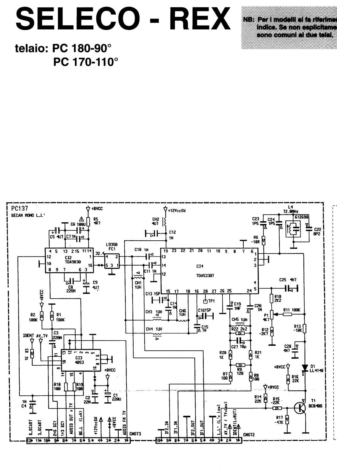 Seleco PC18090, PC170110 Schematic