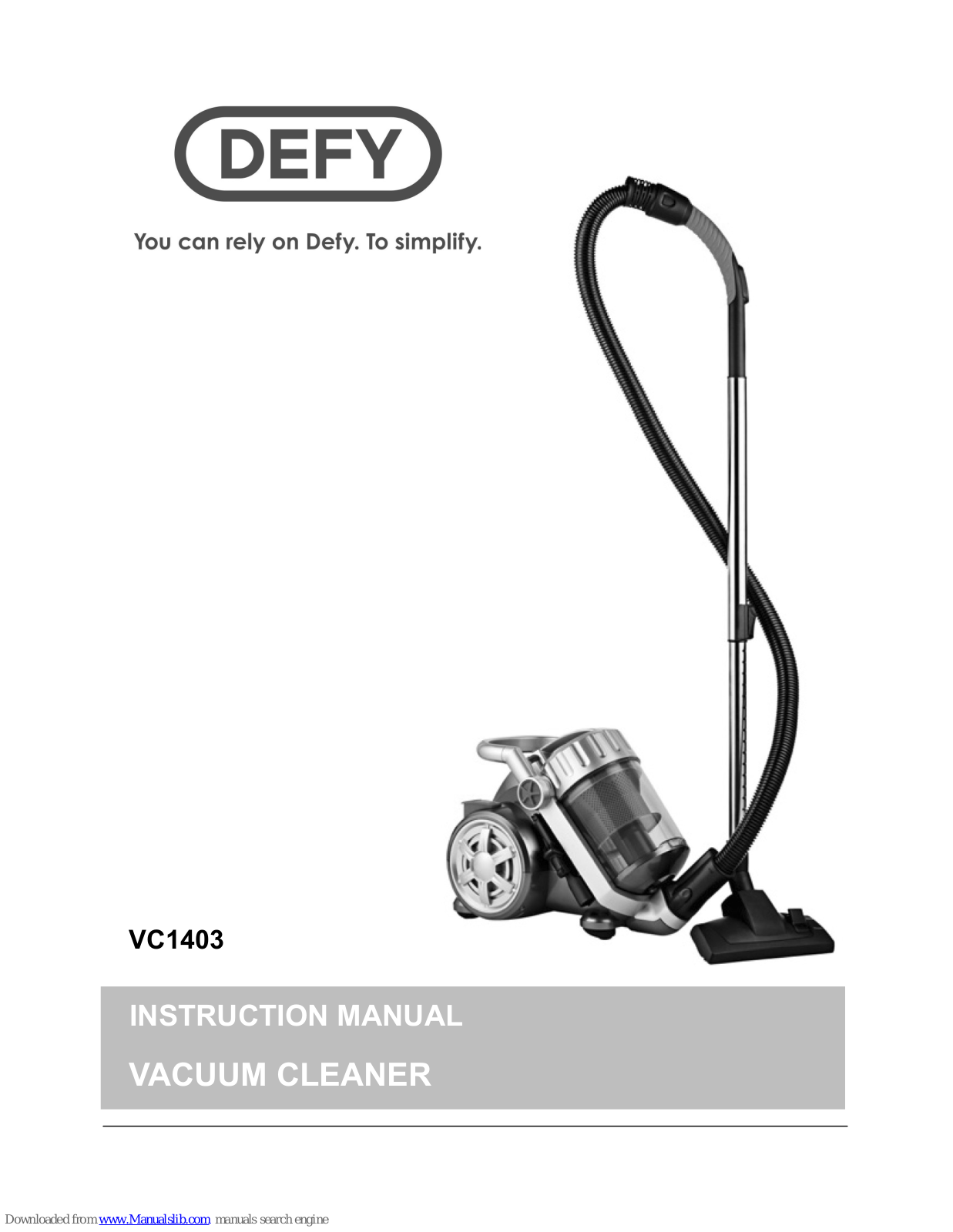 Defy VC1403 Instruction Manual