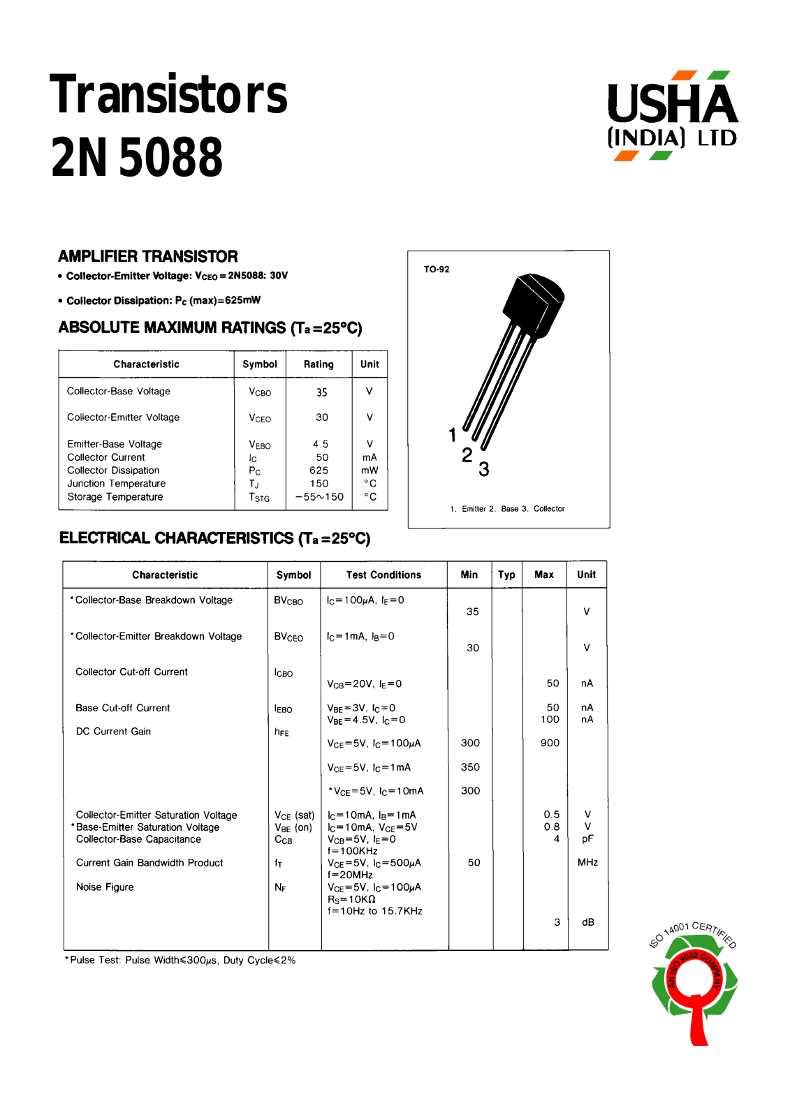 USHA 2N5088 Datasheet