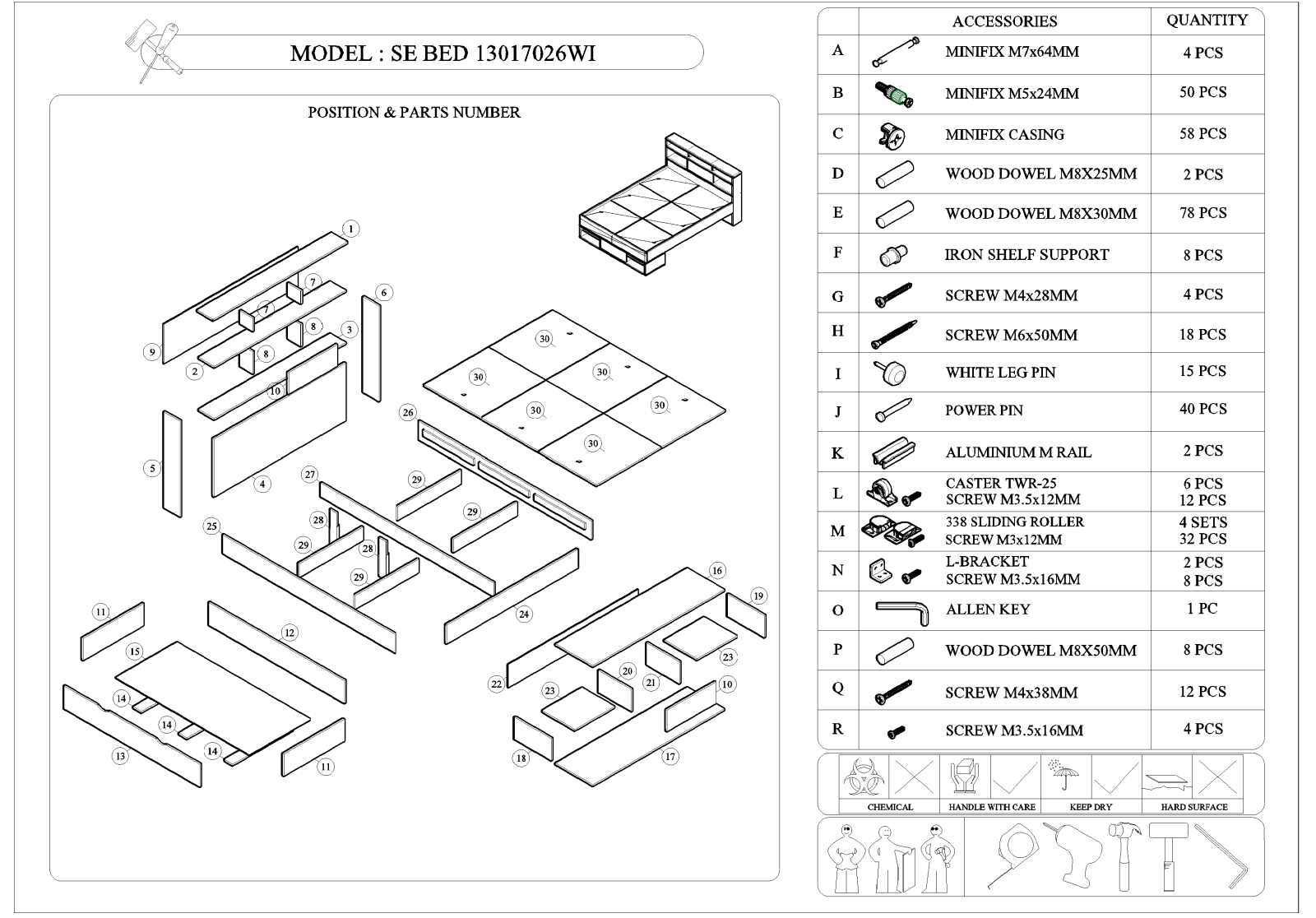 Wholesale Interiors SEBED13017026COLUMBIAQUEEN Assembly Guide