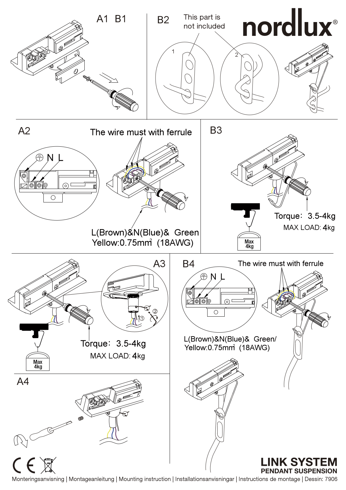 Nordlux LINK SYSTEM | PENDANT SUSPENSION mounting instruction