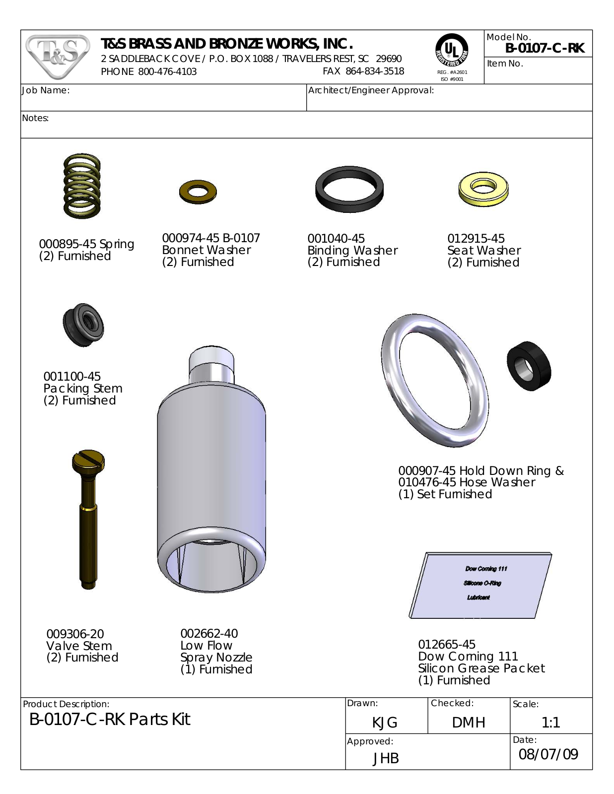 T&S Brass B-0107-C-RK User Manual