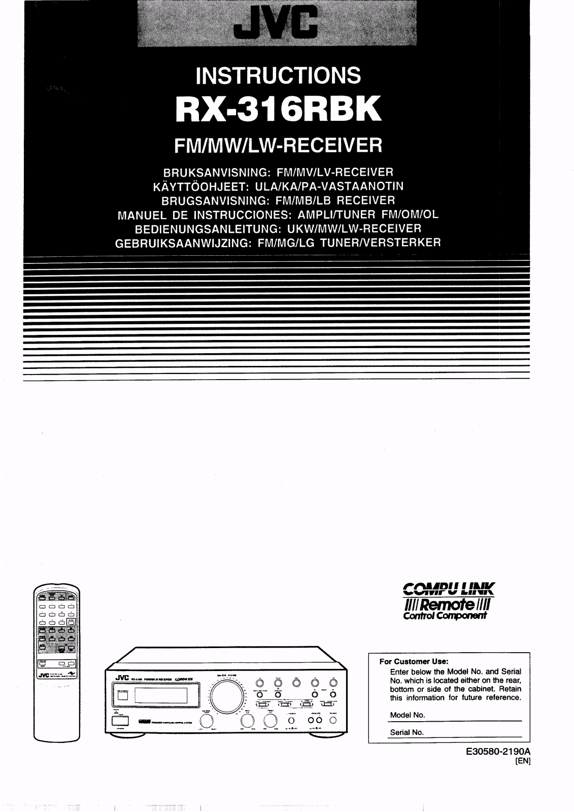JVC RX-316-RBK Owners manual