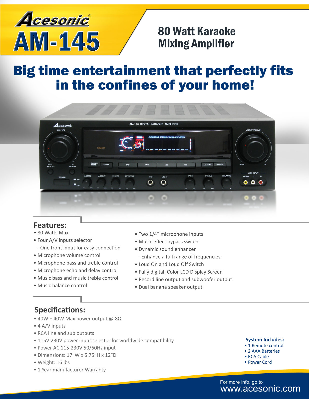 Acesonic AM-145 Datasheet