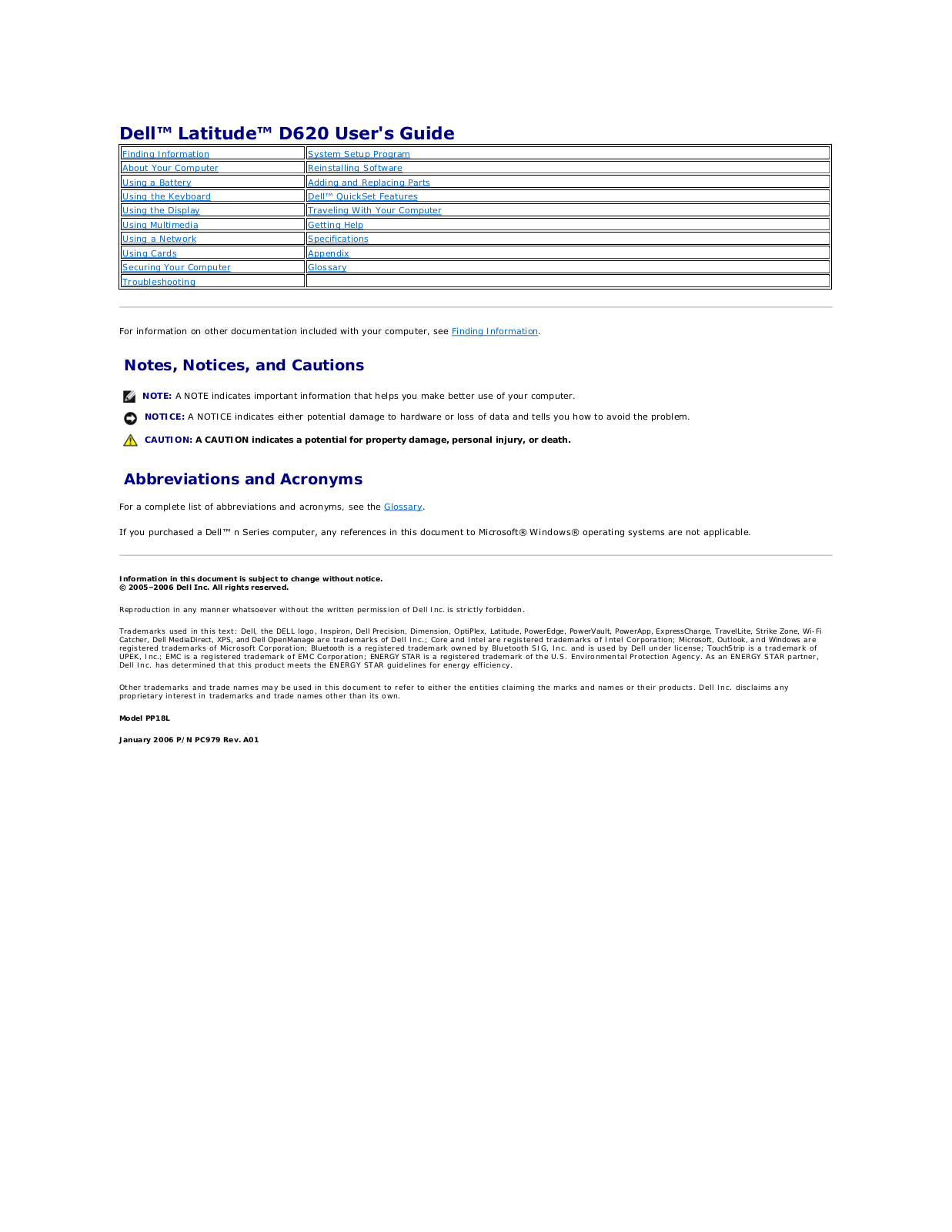 Dell Latitude D620 User Manual