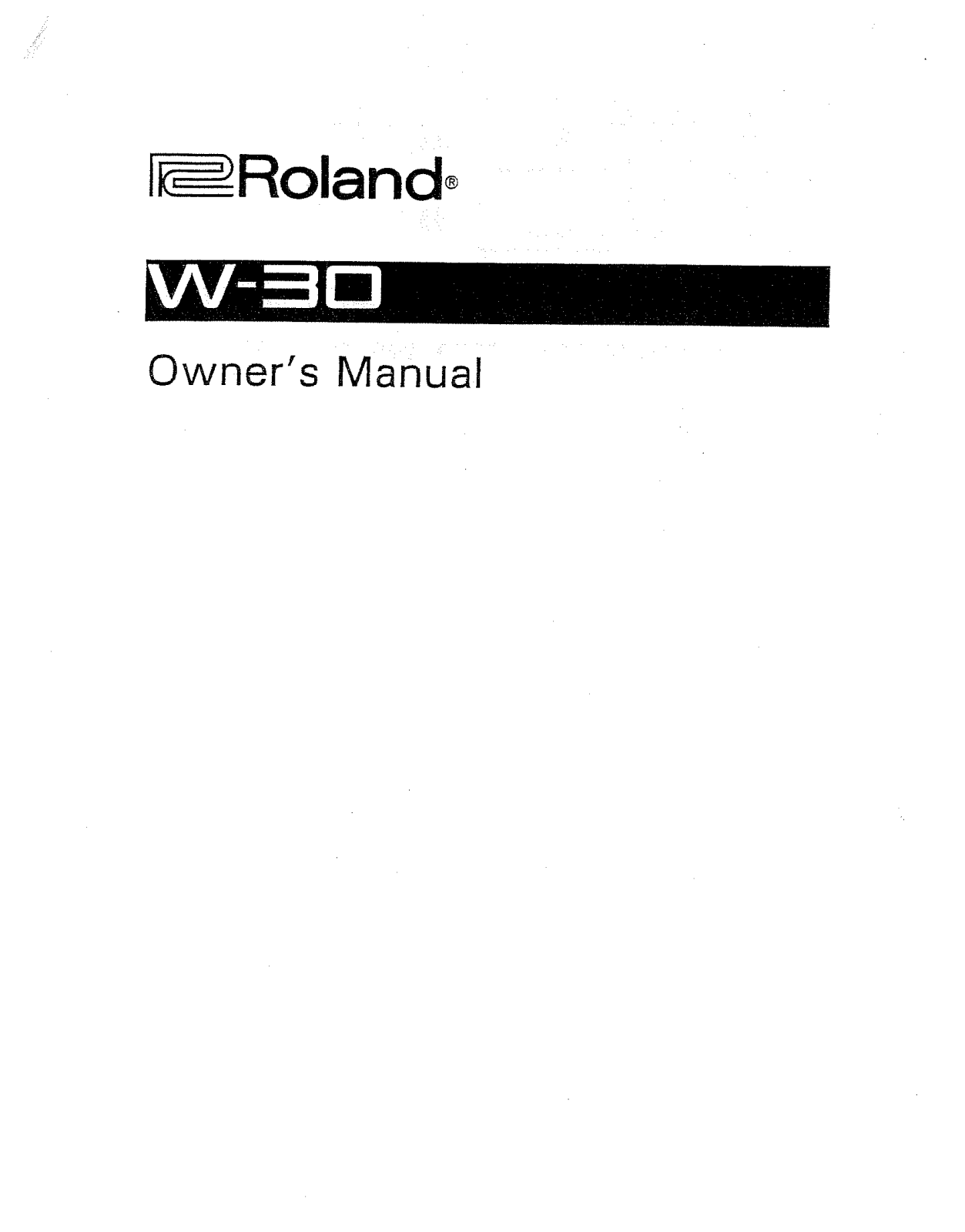 Roland W 30 Service Manual