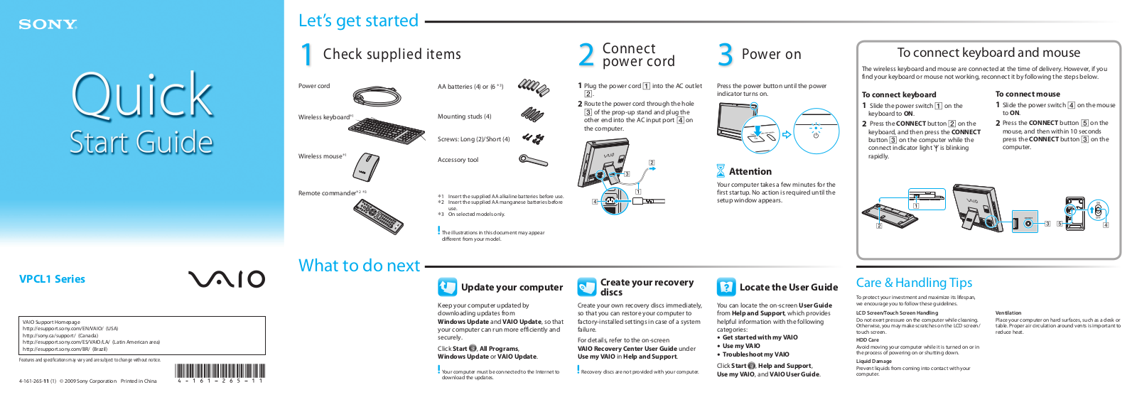 Sony VPCL117FX, VPCL114FX Guide de Démarrage Rapide