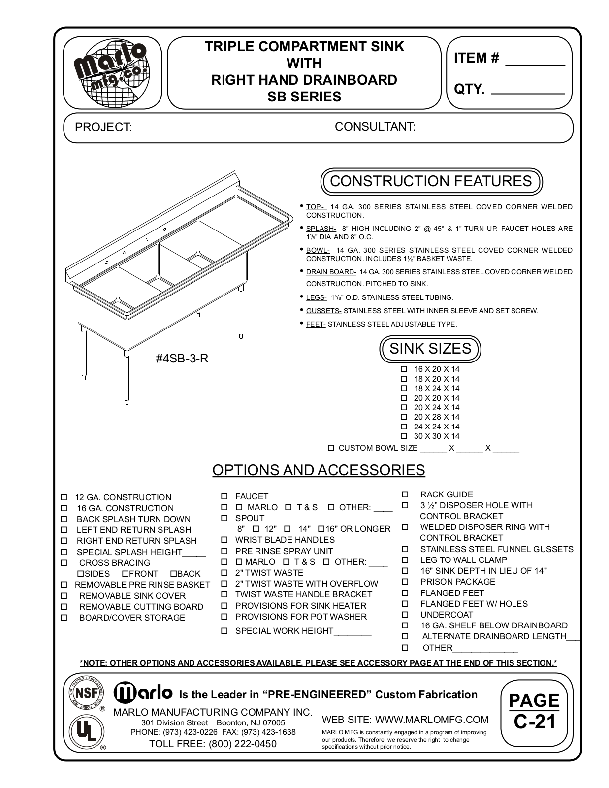 Marlo 4SB-3-1620-18R User Manual