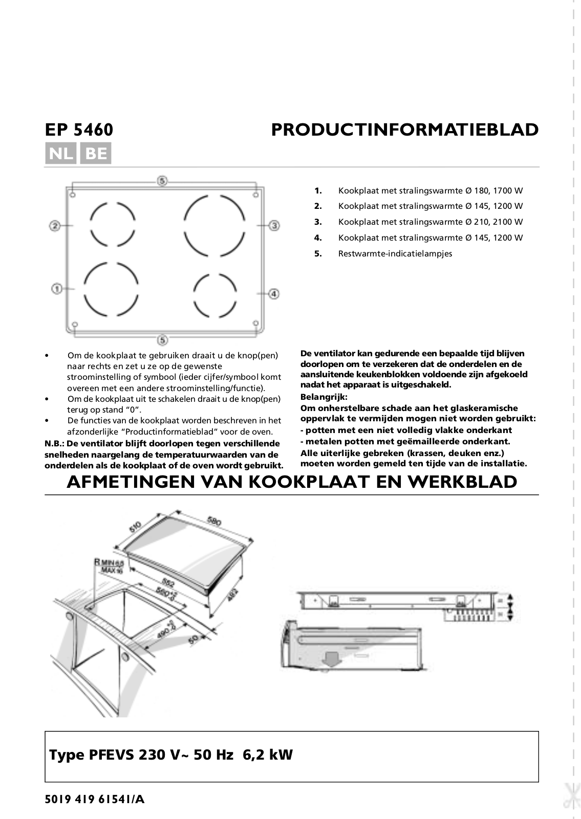 Whirlpool EP 5460 AL PROGRAM CHART