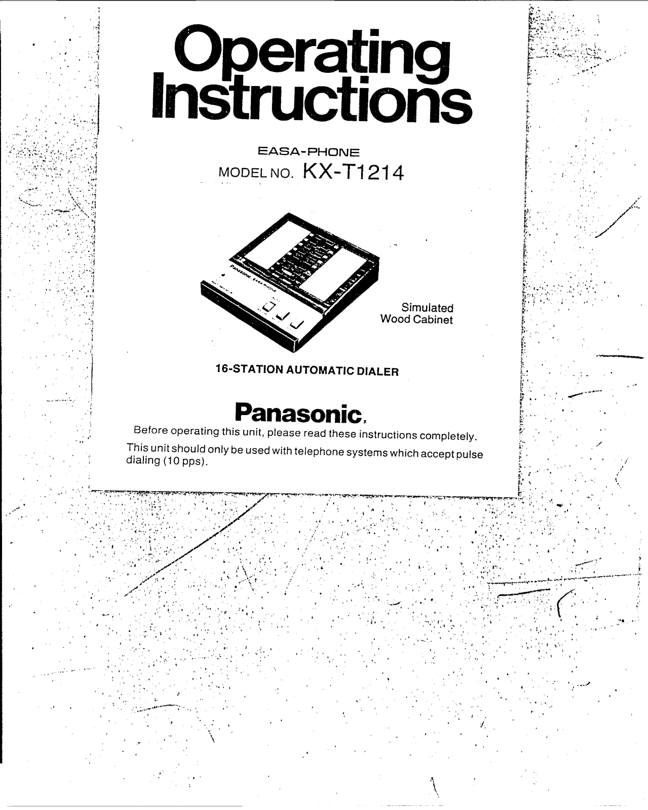 Panasonic kx-t1214 Operation Manual