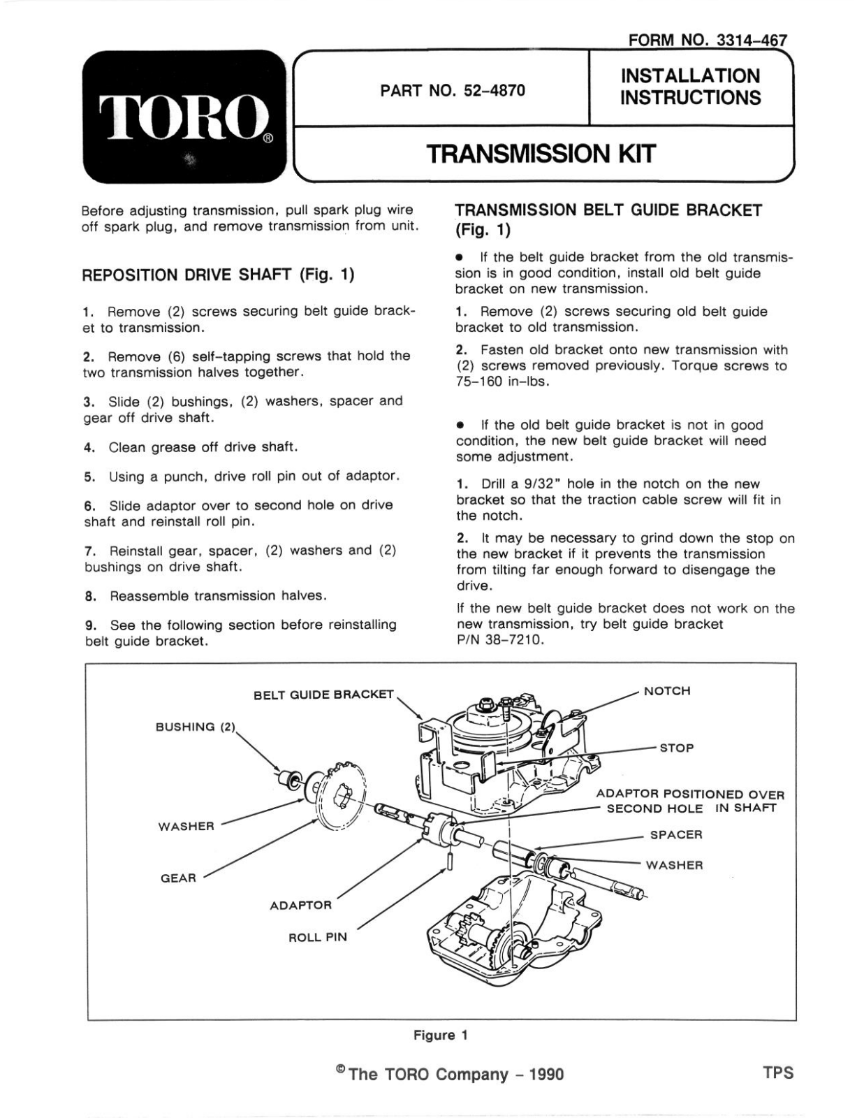 Toro 52-4870 Installation Instructions