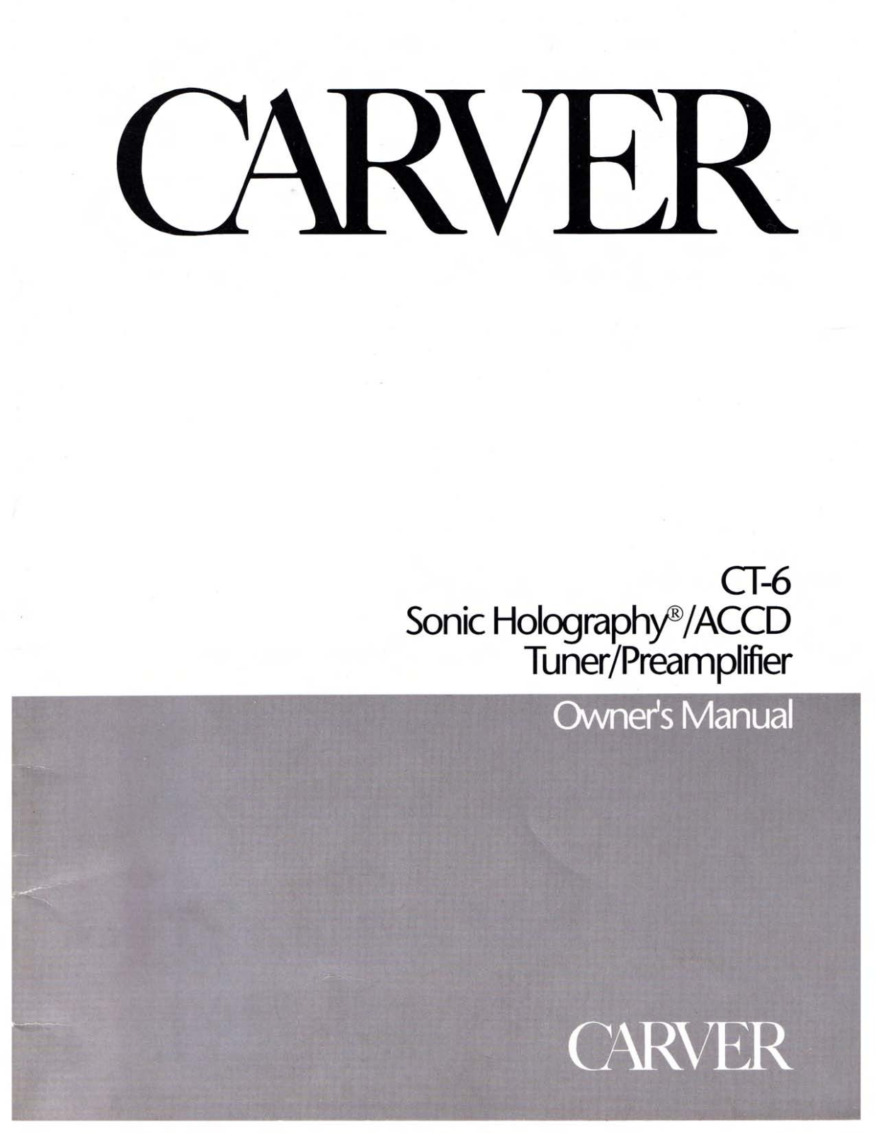 Carver CT-6 Owners manual