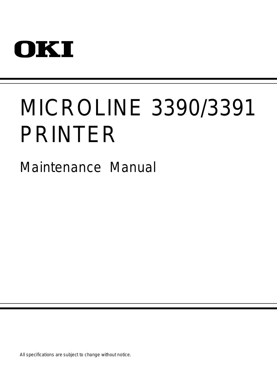 Okidata MICROLINE 3391, MICROLINE 3390 Service Manual