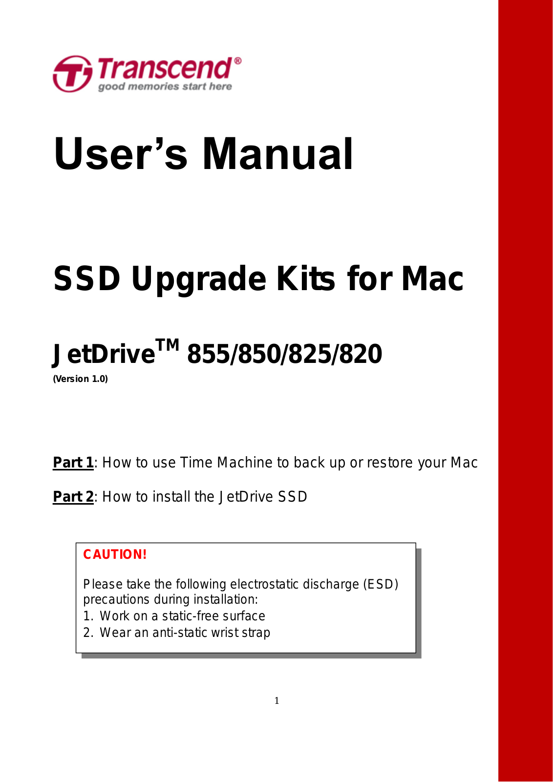 Transcend JetDrive 855, JetDrive 850, JetDrive 820, JetDrive 825 User Manual