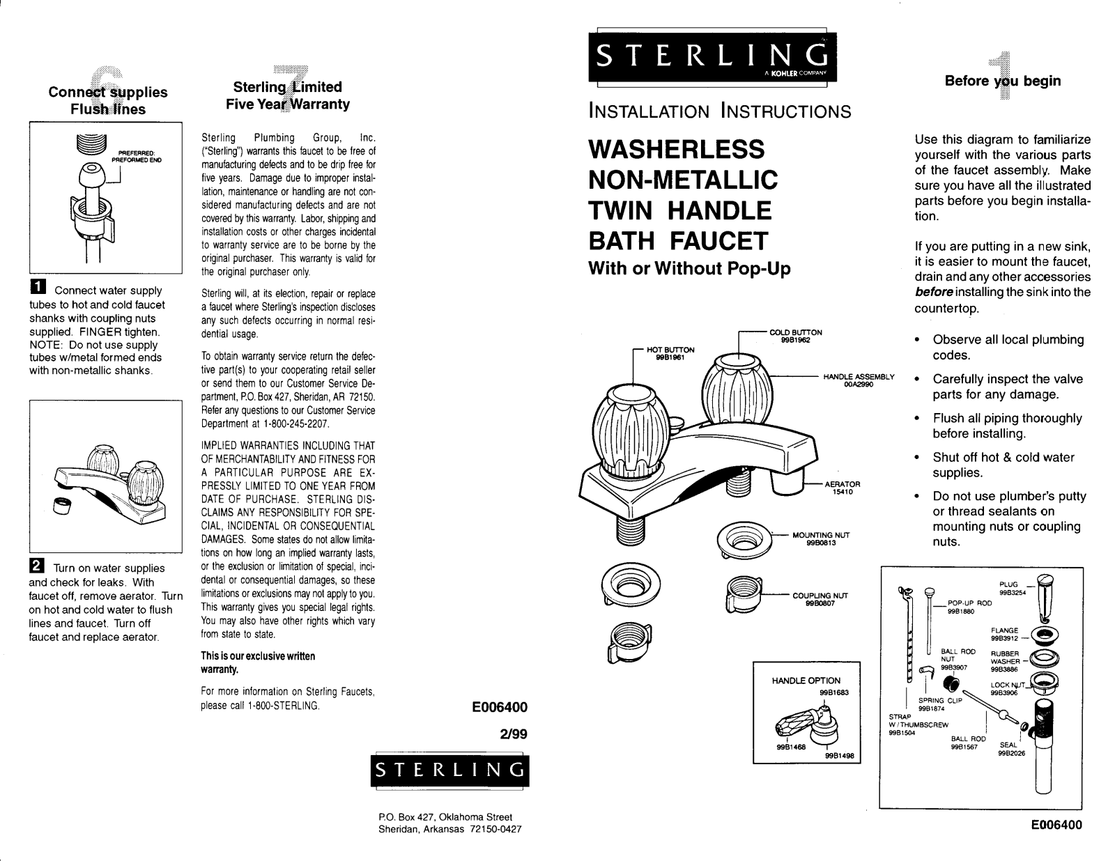 Sterling E006400 User Manual