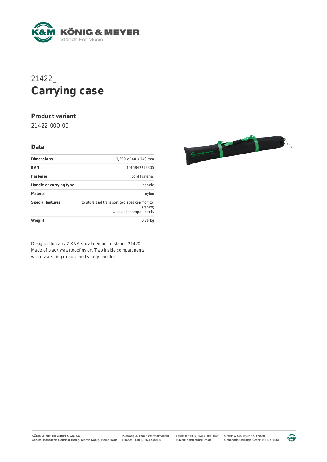 K&M 21422 Data Sheet