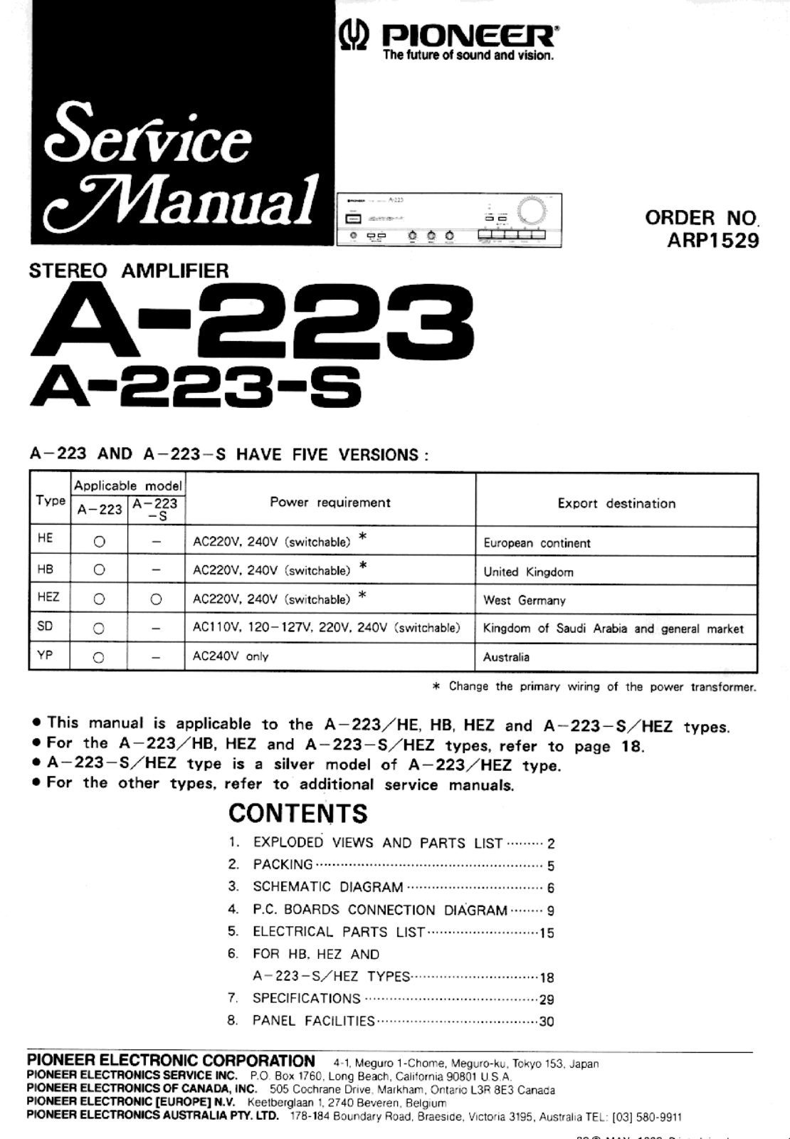 Pioneer A-223 Service manual