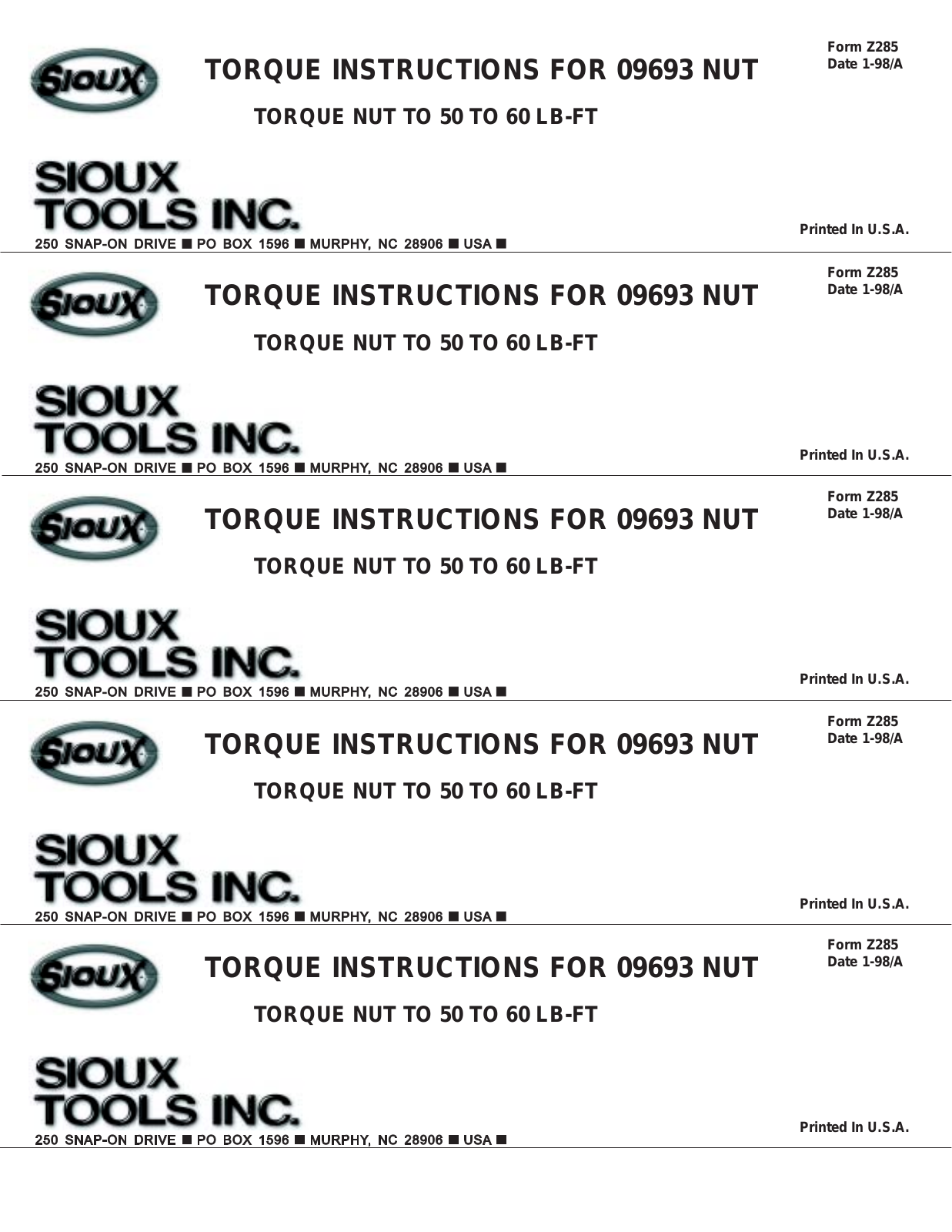 Sioux Tools 9693 User Manual