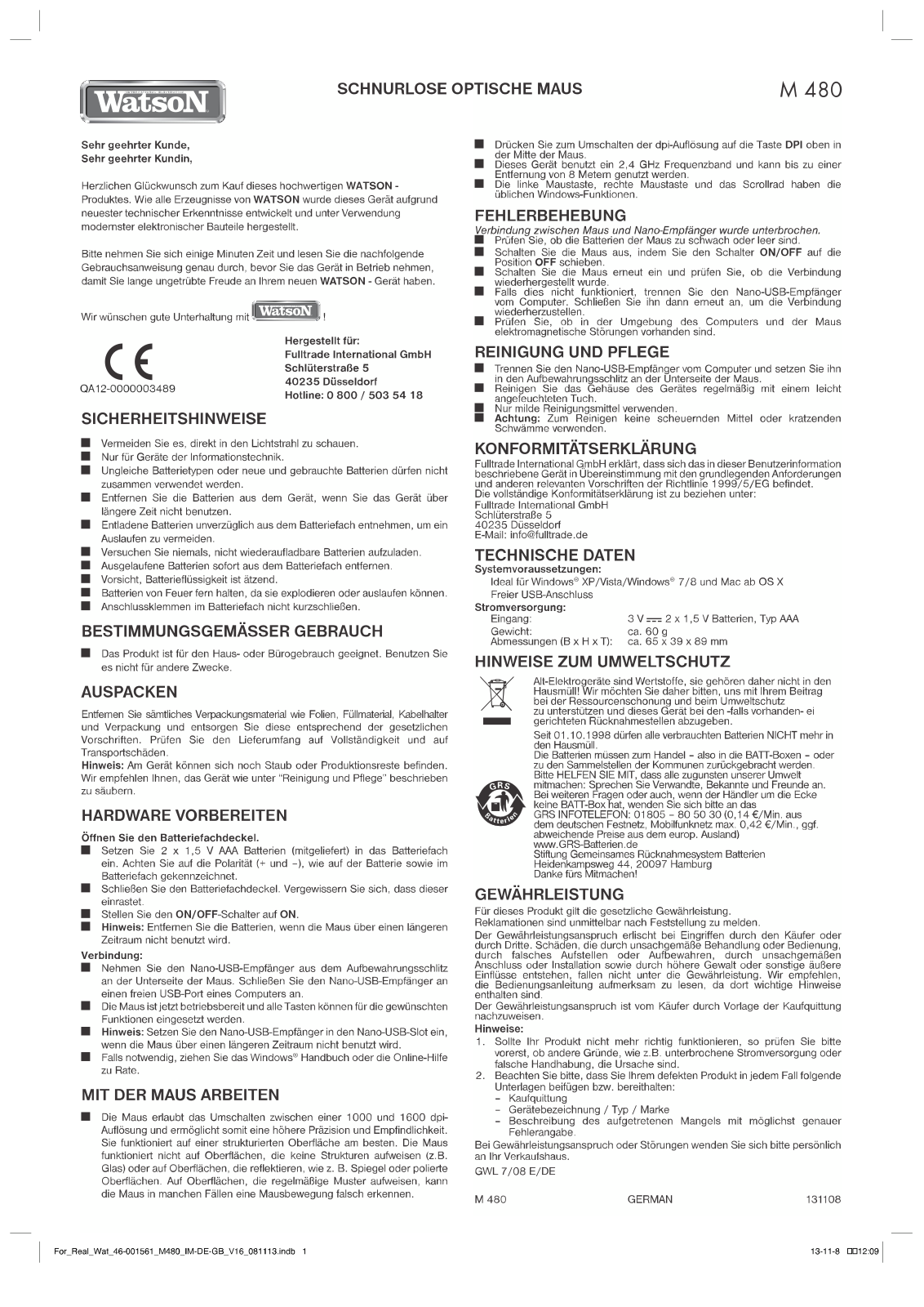 Watson M 480 User Manual