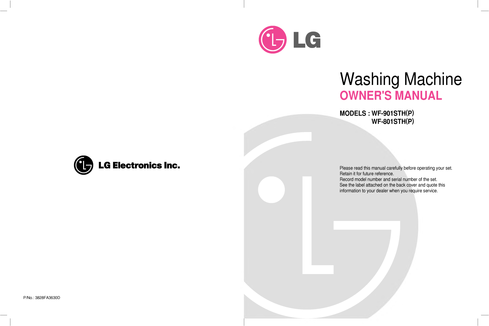 LG WF-901STH User Manual