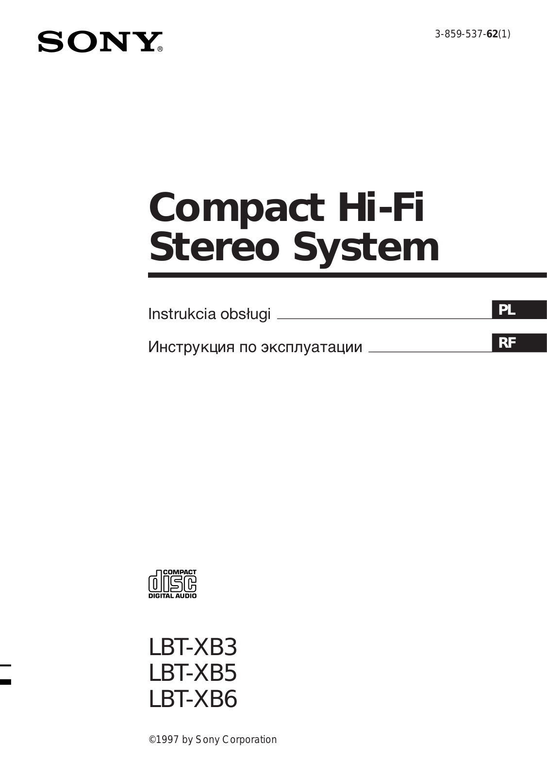 Sony LBT-XB3, LBT-XB5, LBT-XB6 User manual