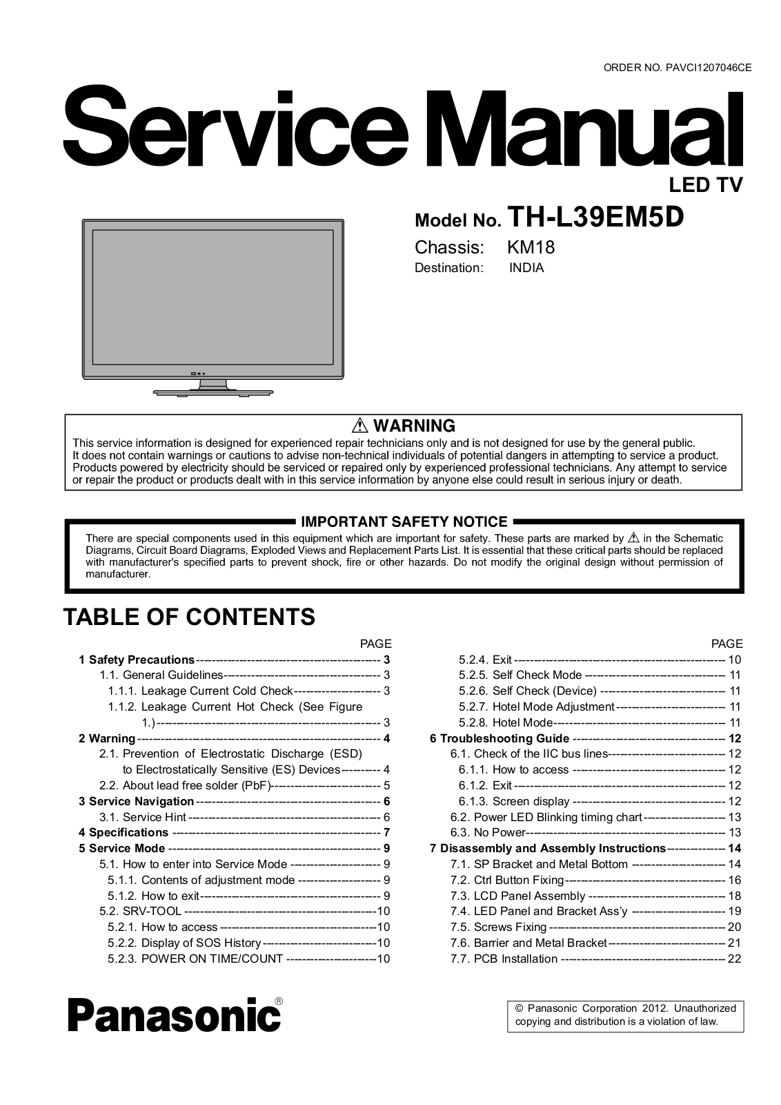 Panasonic TH-L39EM5D Schematic