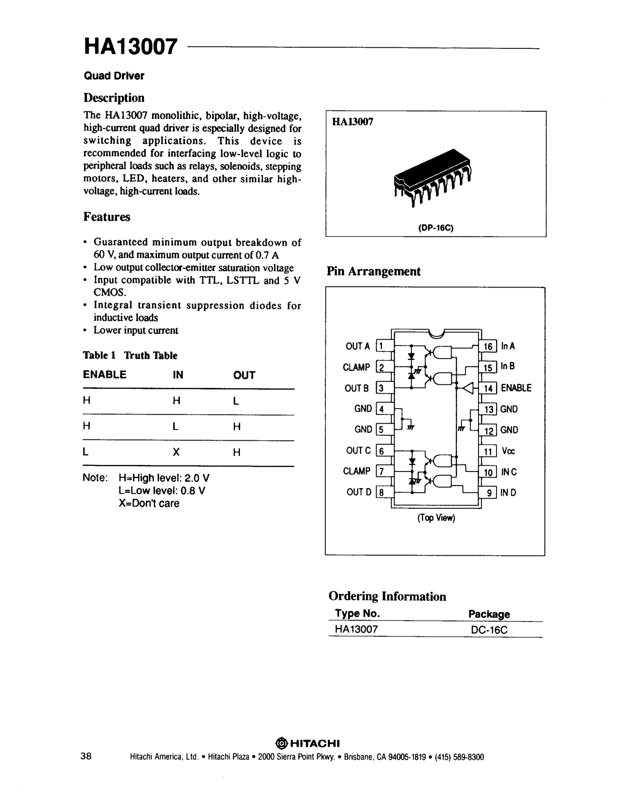 HIT HA13007 Datasheet