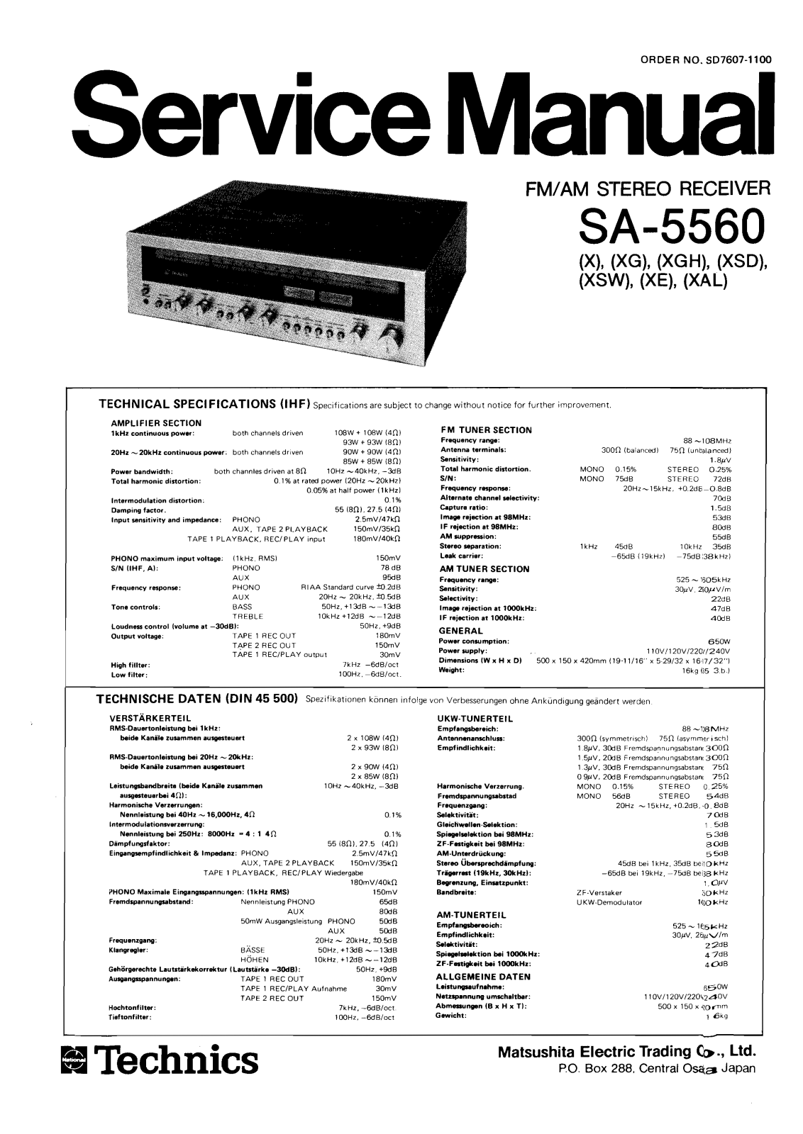 Technics SA-5560 Service Manual