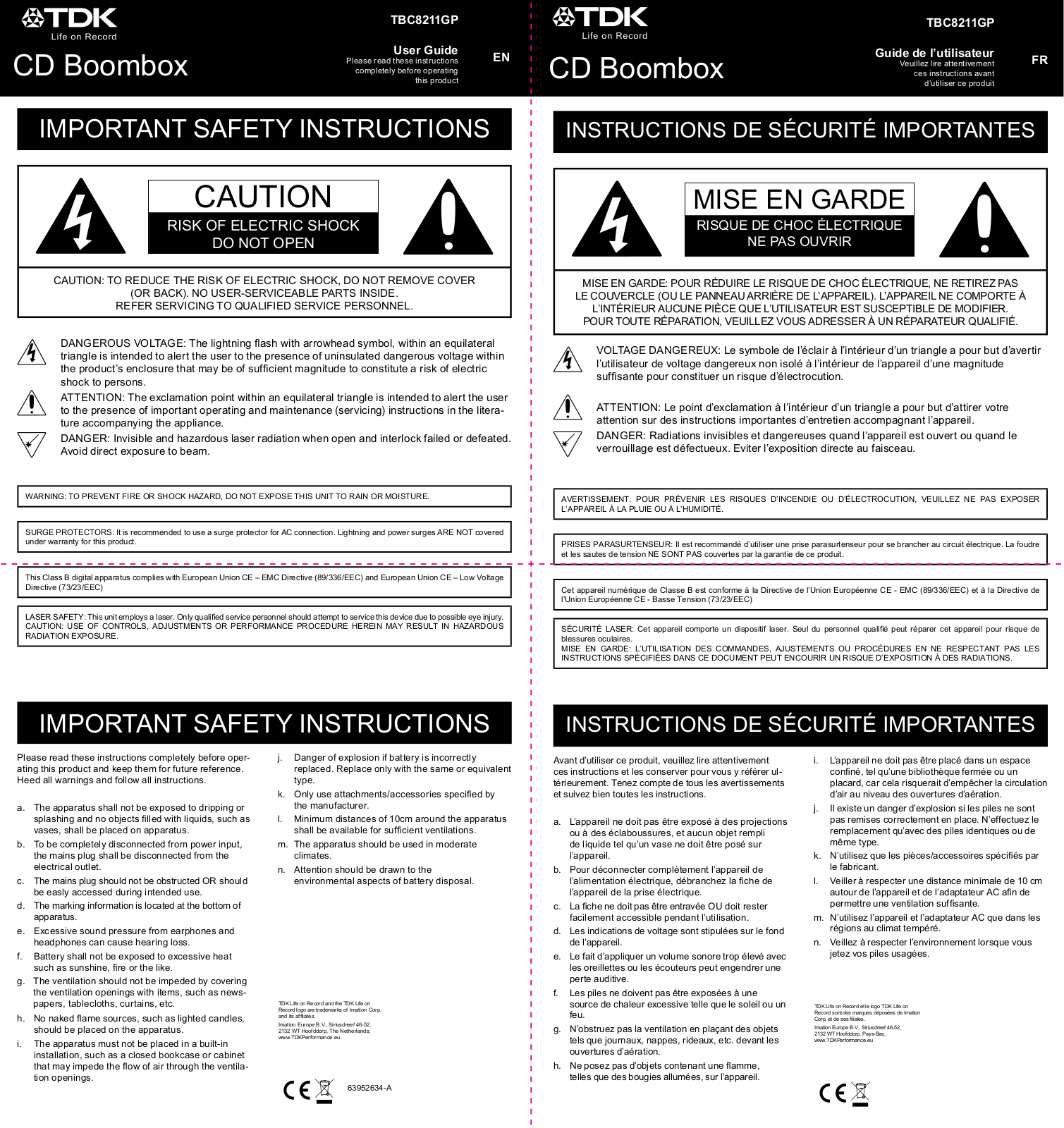 TDK TBC8211 User Manual