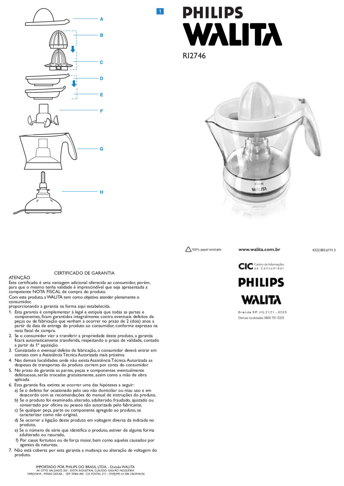 Philips RI2746/01, RI2746/00, RI2746/00/WAL User Manual